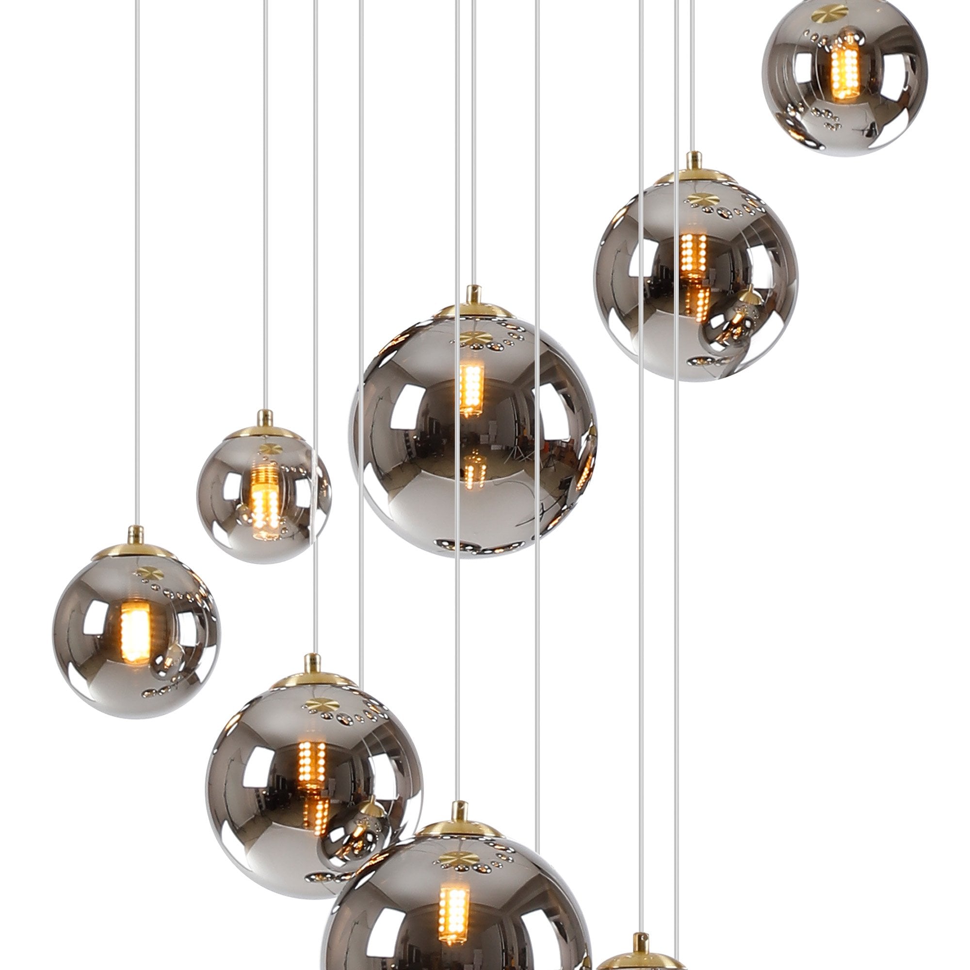 Fabula Deacon 16 Light Pendant - Satin Gold & Chrome Plated Glass