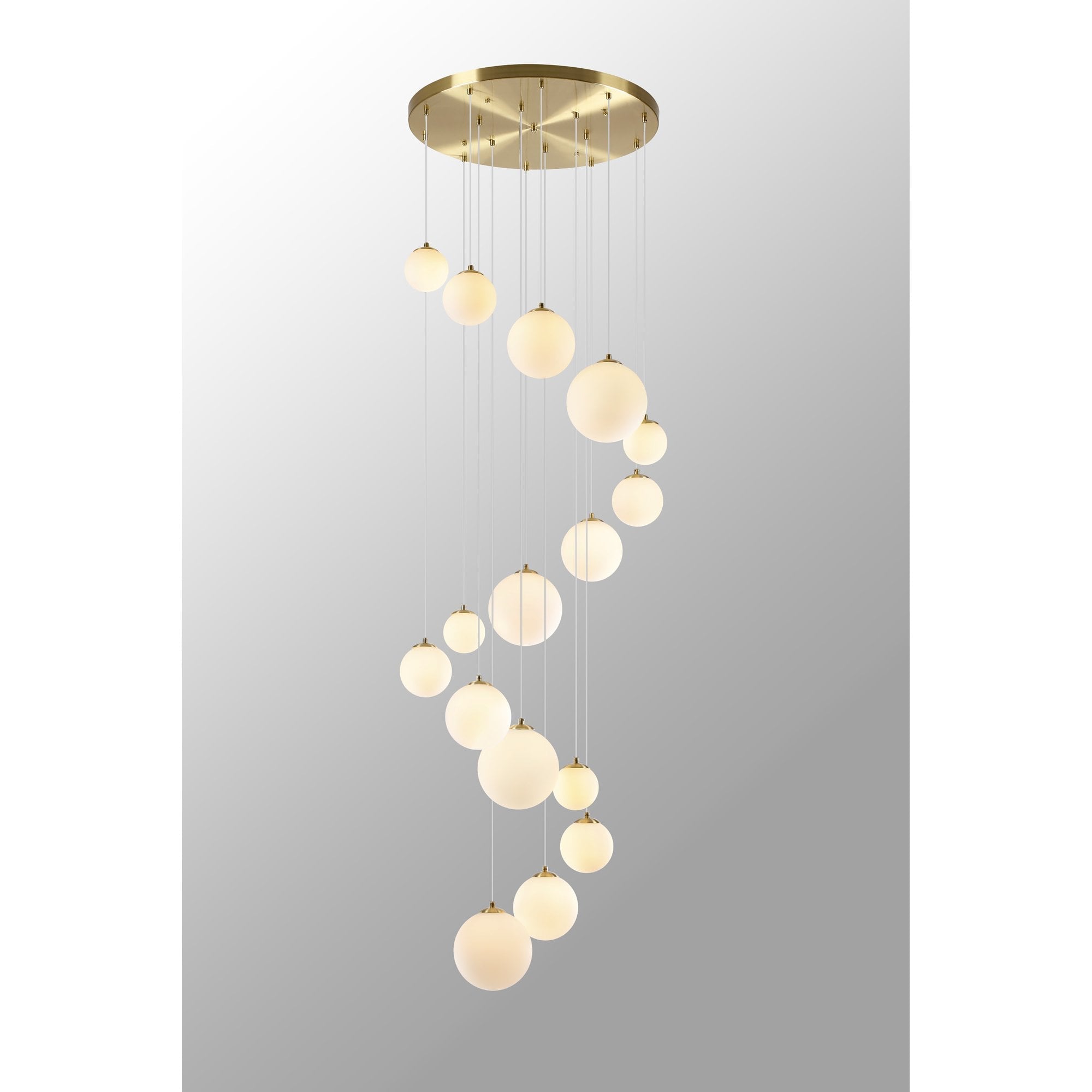 Fabula Deacon 16 Light Pendant - Satin Gold & Opal Glass