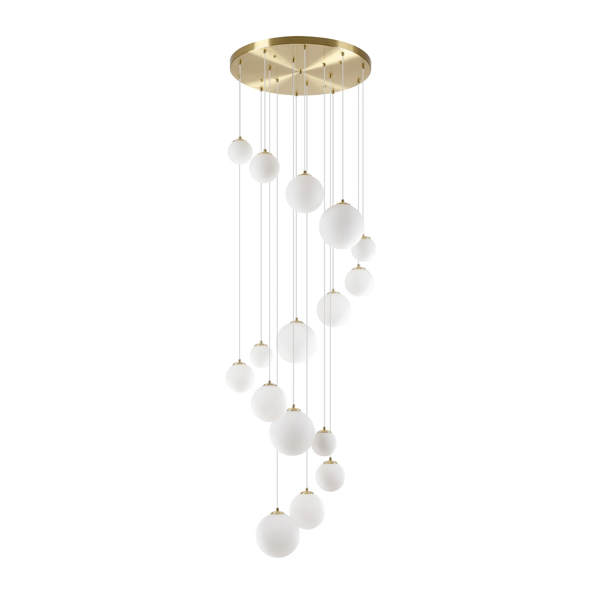 Fabula Deacon 16 Light Pendant - Satin Gold & Opal Glass