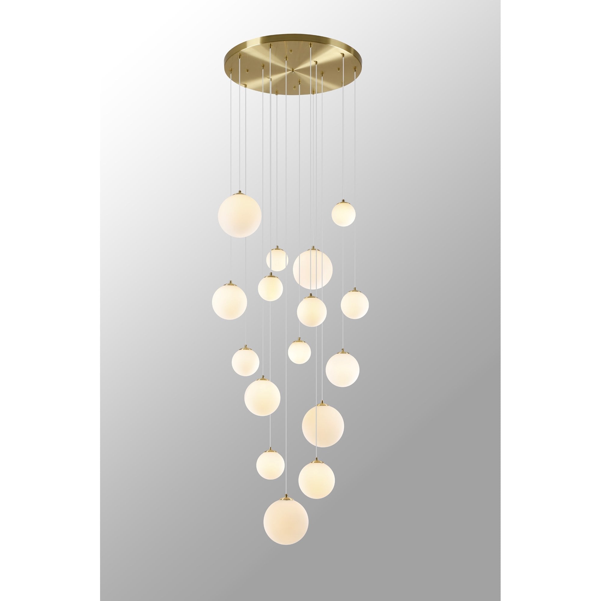 Fabula Deacon 16 Light Pendant - Satin Gold & Opal Glass