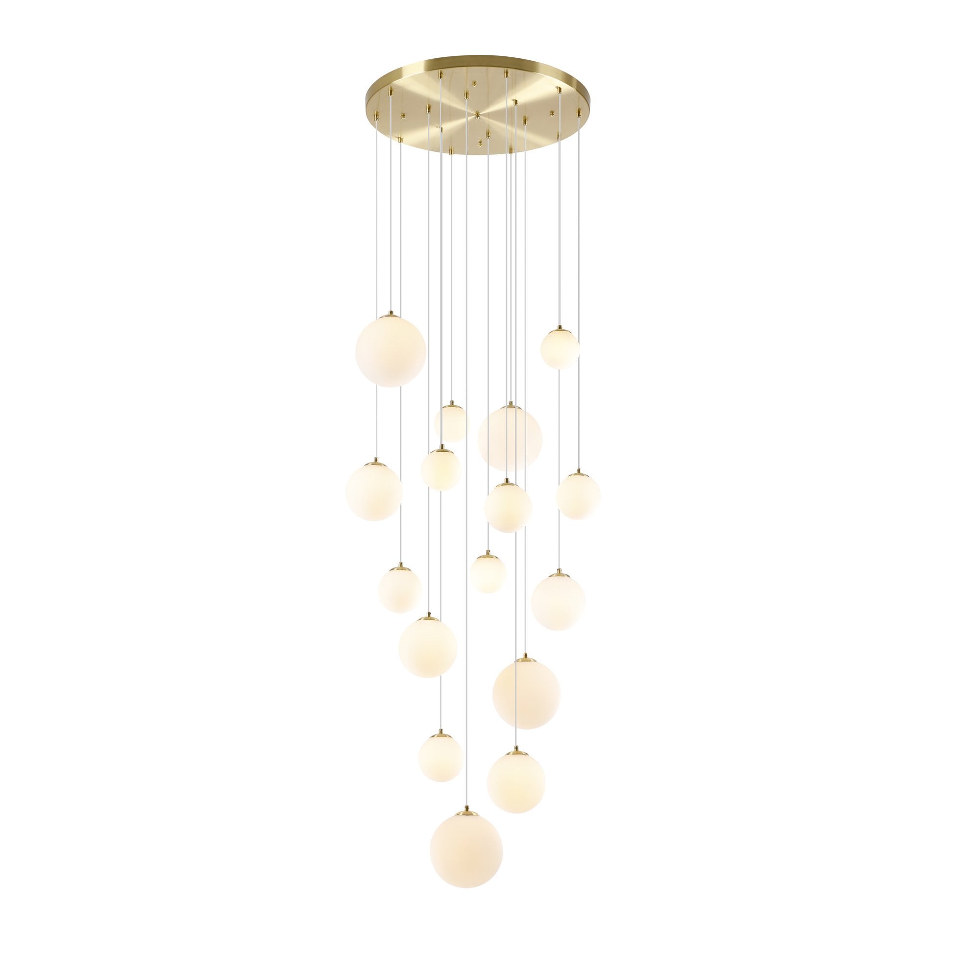 Fabula Deacon 16 Light Pendant - Satin Gold & Opal Glass