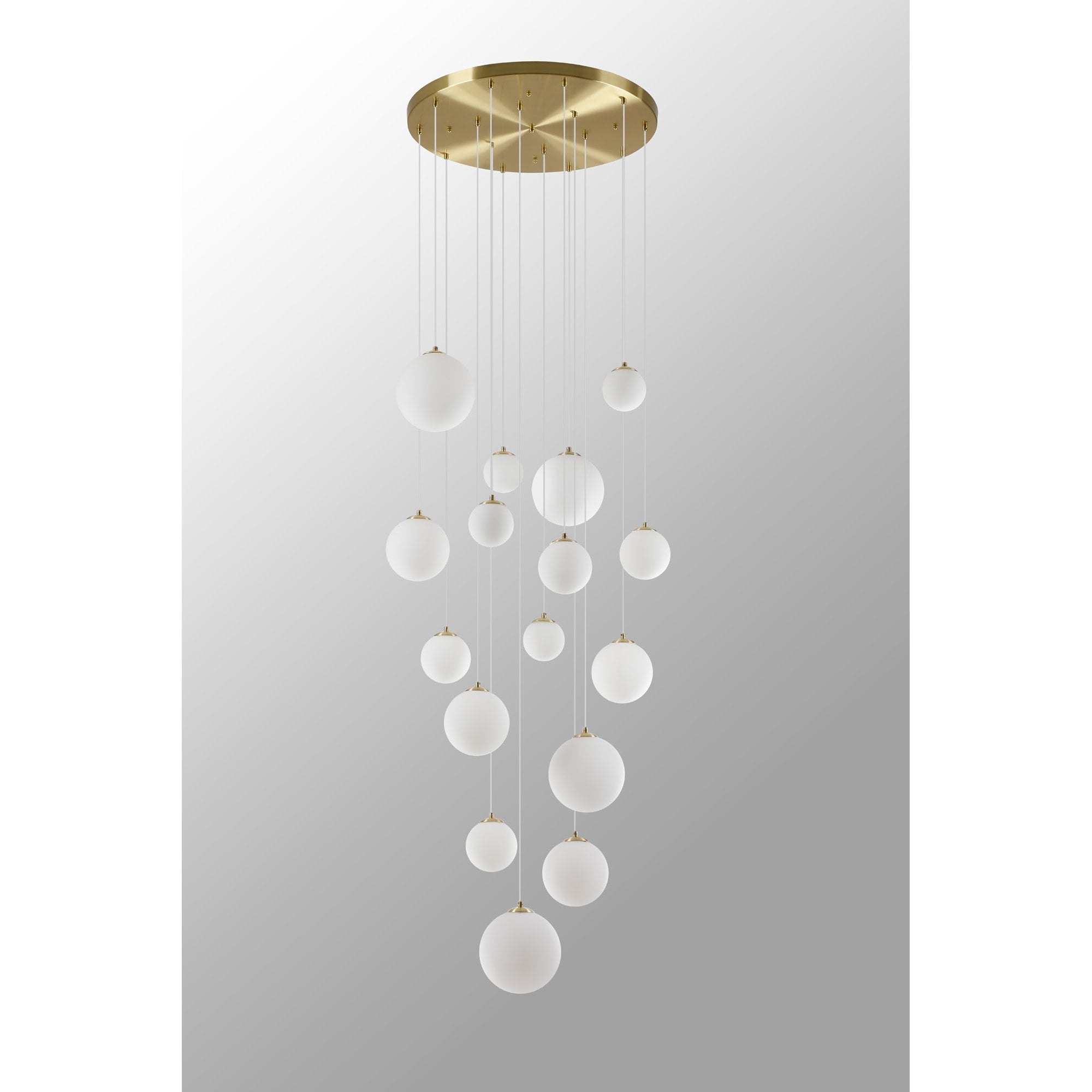 Fabula Deacon 16 Light Pendant - Satin Gold & Opal Glass