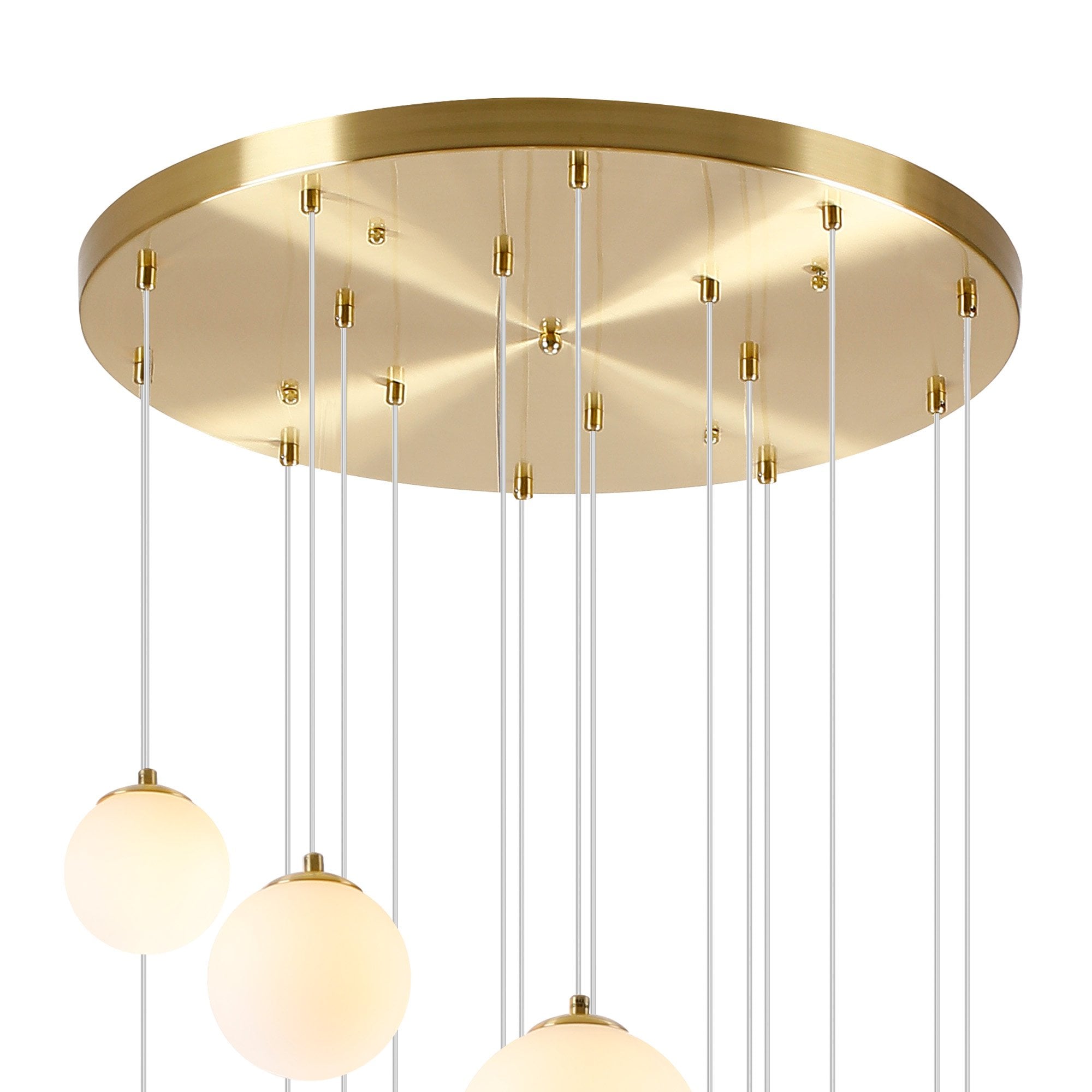 Fabula Deacon 16 Light Pendant - Satin Gold & Opal Glass