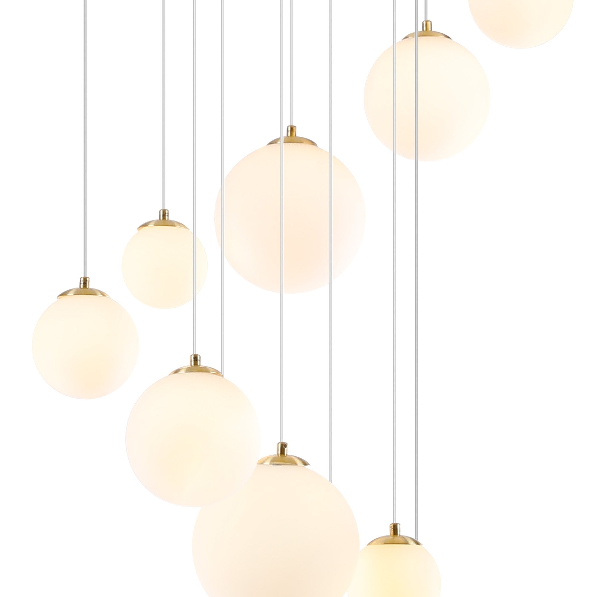 Fabula Deacon 16 Light Pendant - Satin Gold & Opal Glass
