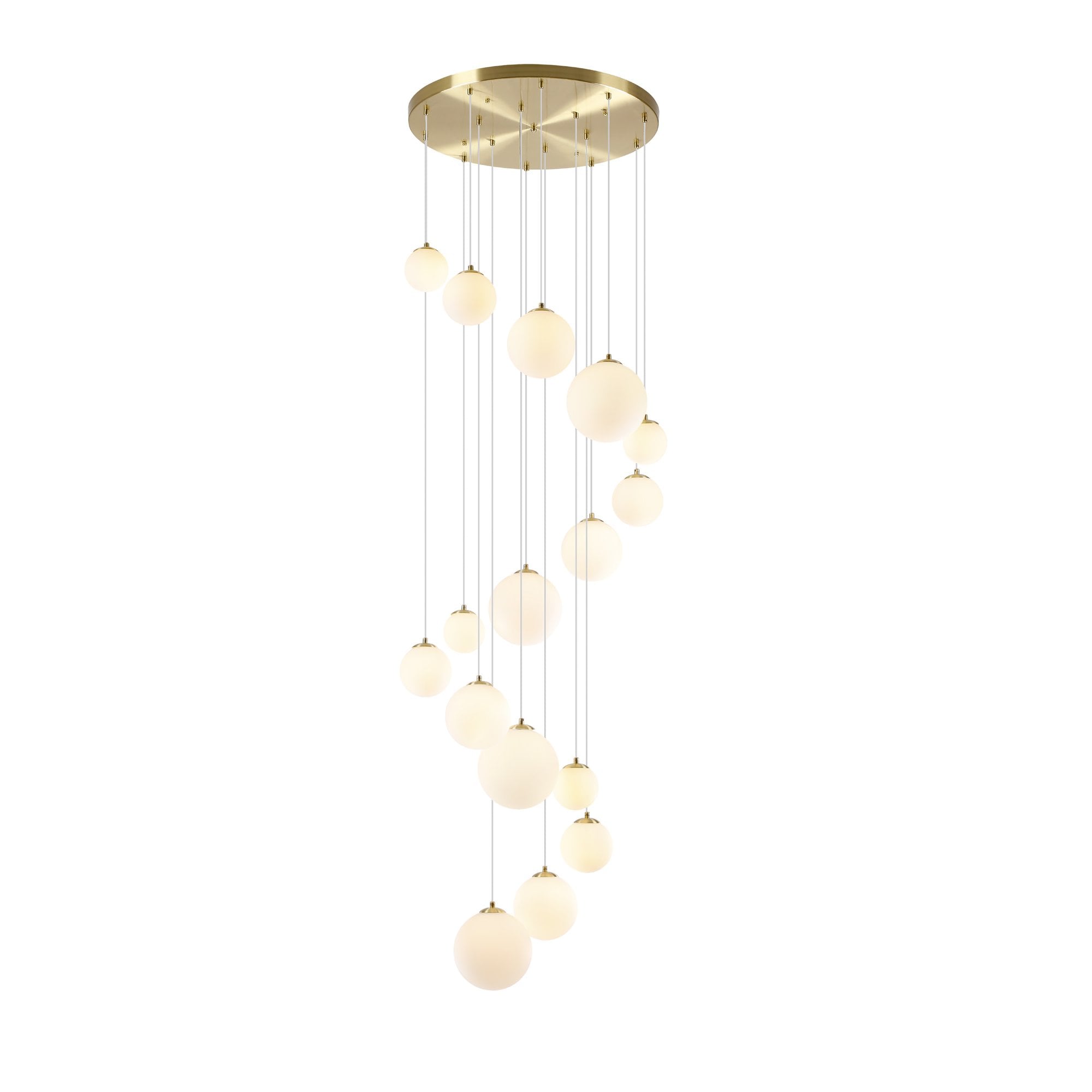 Fabula Deacon 16 Light Pendant - Satin Gold & Opal Glass