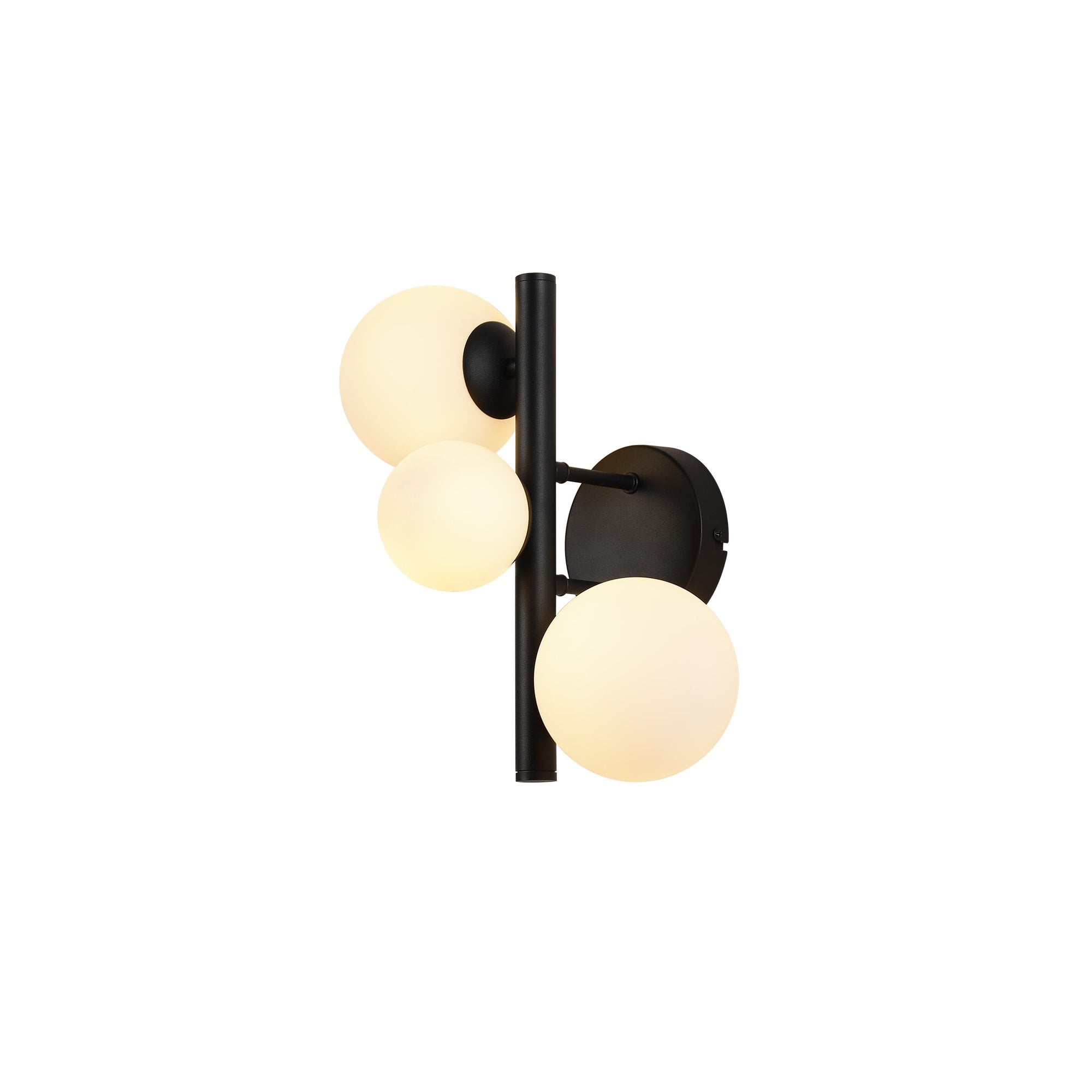 Fabula Deacon 3 Light Wall Lamp - Satin Black & Opal Glass