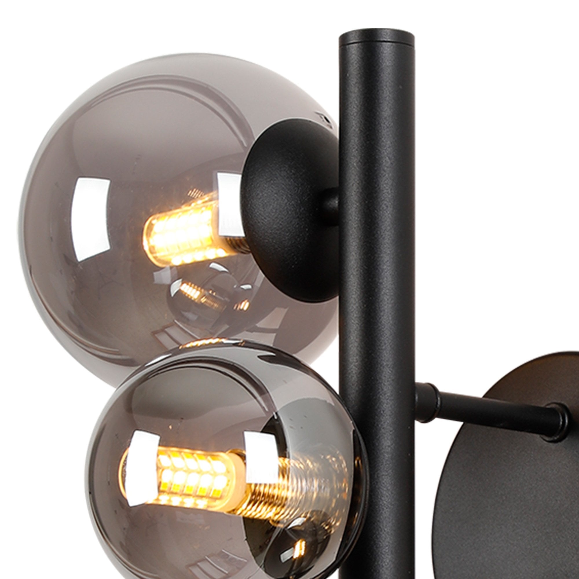 Fabula Deacon 3 Light Wall Lamp - Satin Black & Smoke Plated Glass