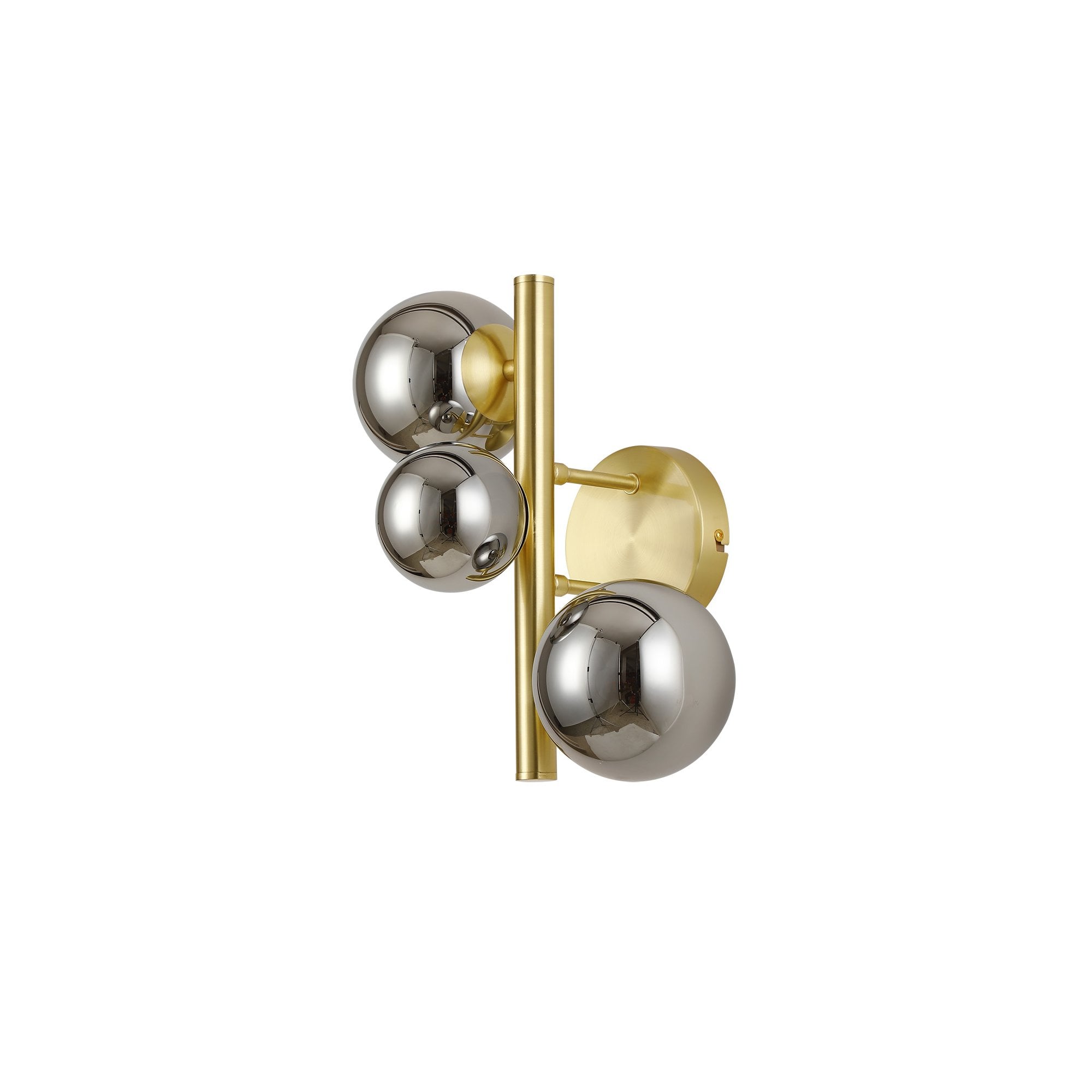 Fabula Deacon 3 Light Wall Lamp - Satin Gold & Chrome Plated Glass