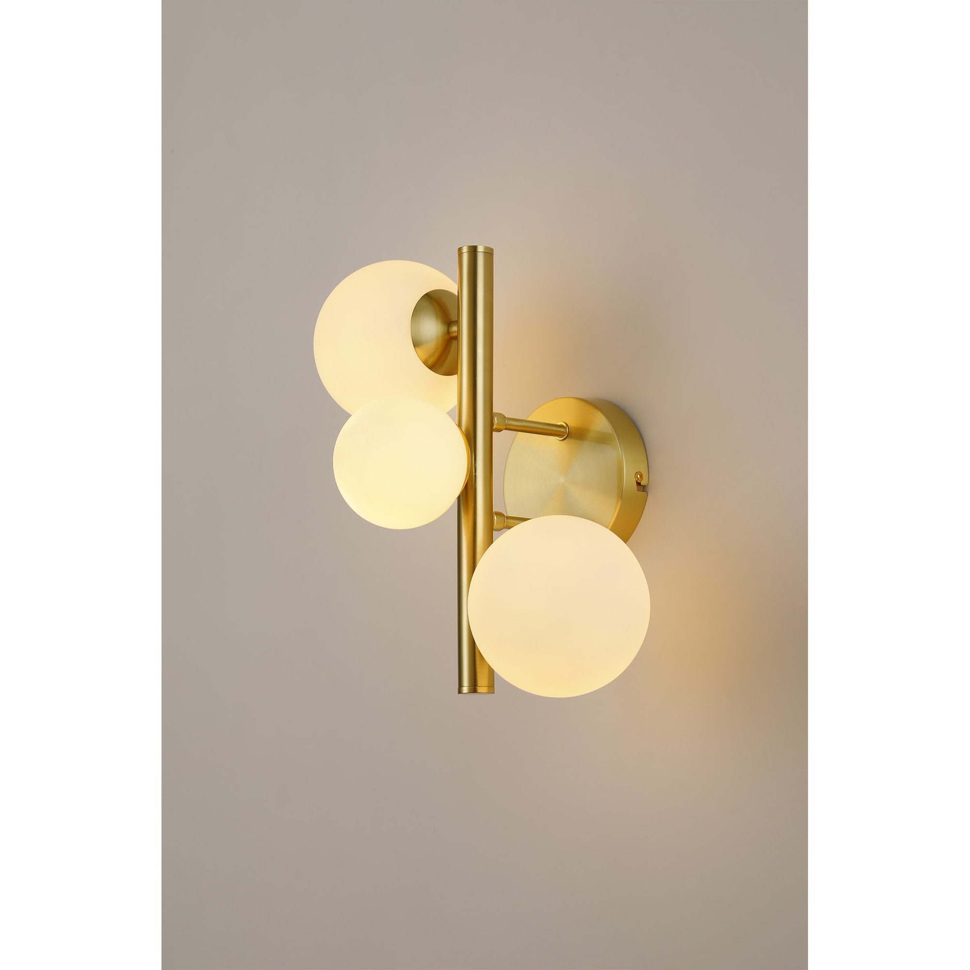Fabula Deacon 3 Light Wall Lamp - Satin Gold & Opal Glass