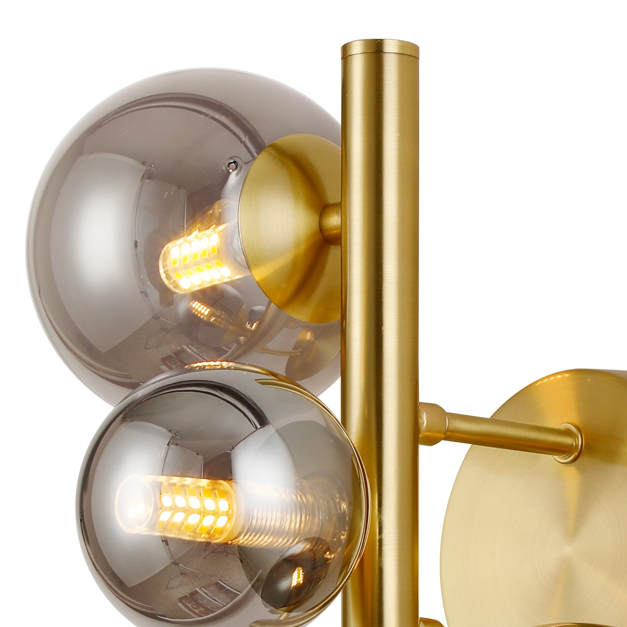 Fabula Deacon 3 Light Wall Lamp - Satin Gold & Smoke Plated Glass