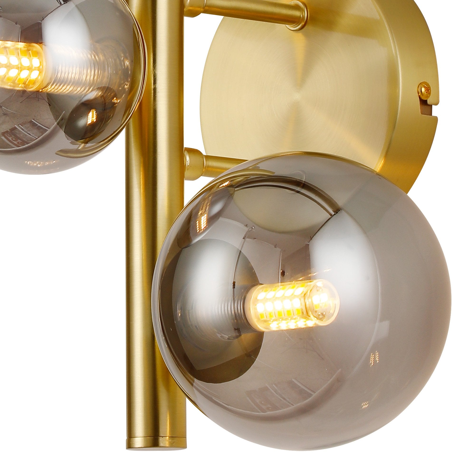 Fabula Deacon 3 Light Wall Lamp - Satin Gold & Smoke Plated Glass