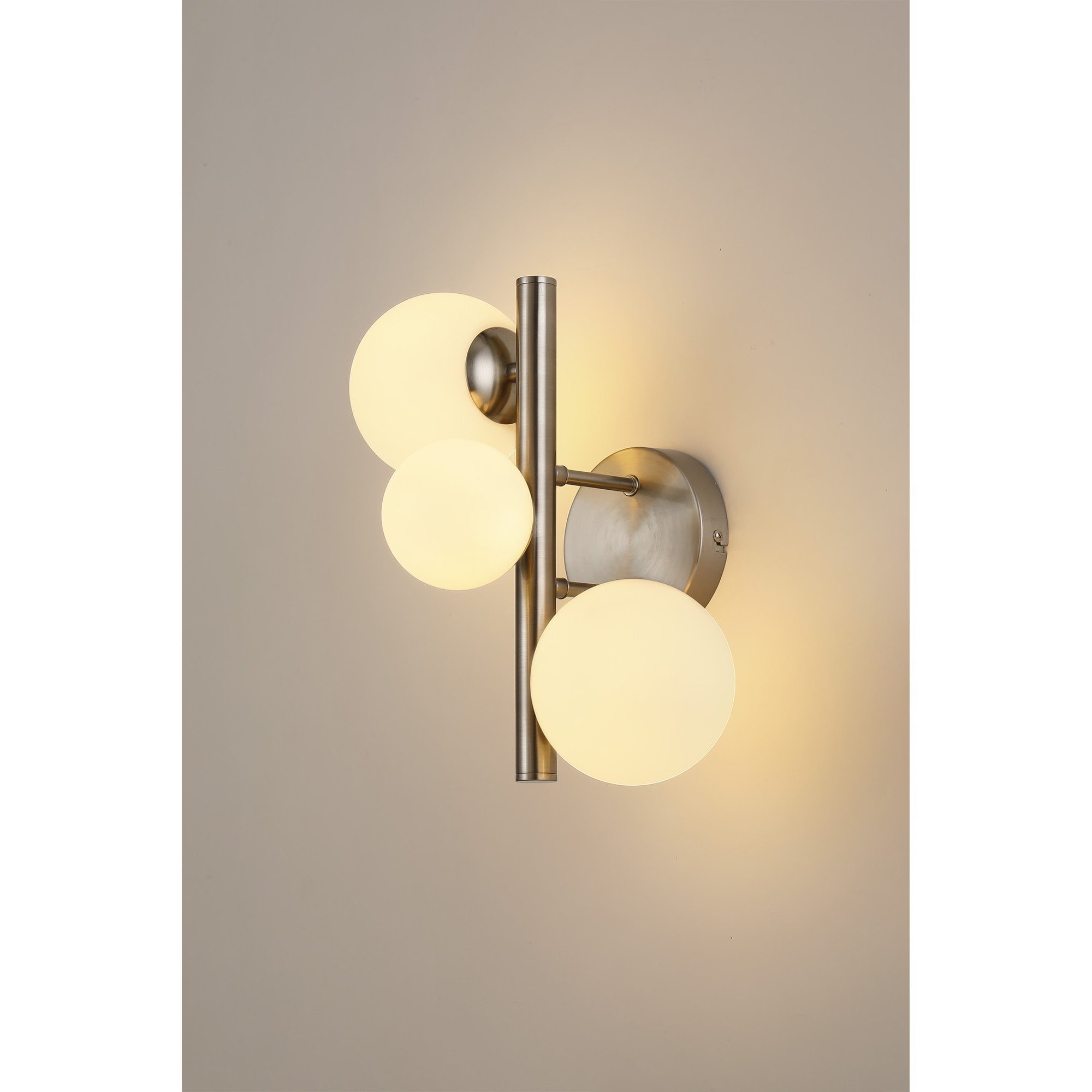 Fabula Deacon 3 Light Wall Lamp - Satin Nickel & Opal Glass
