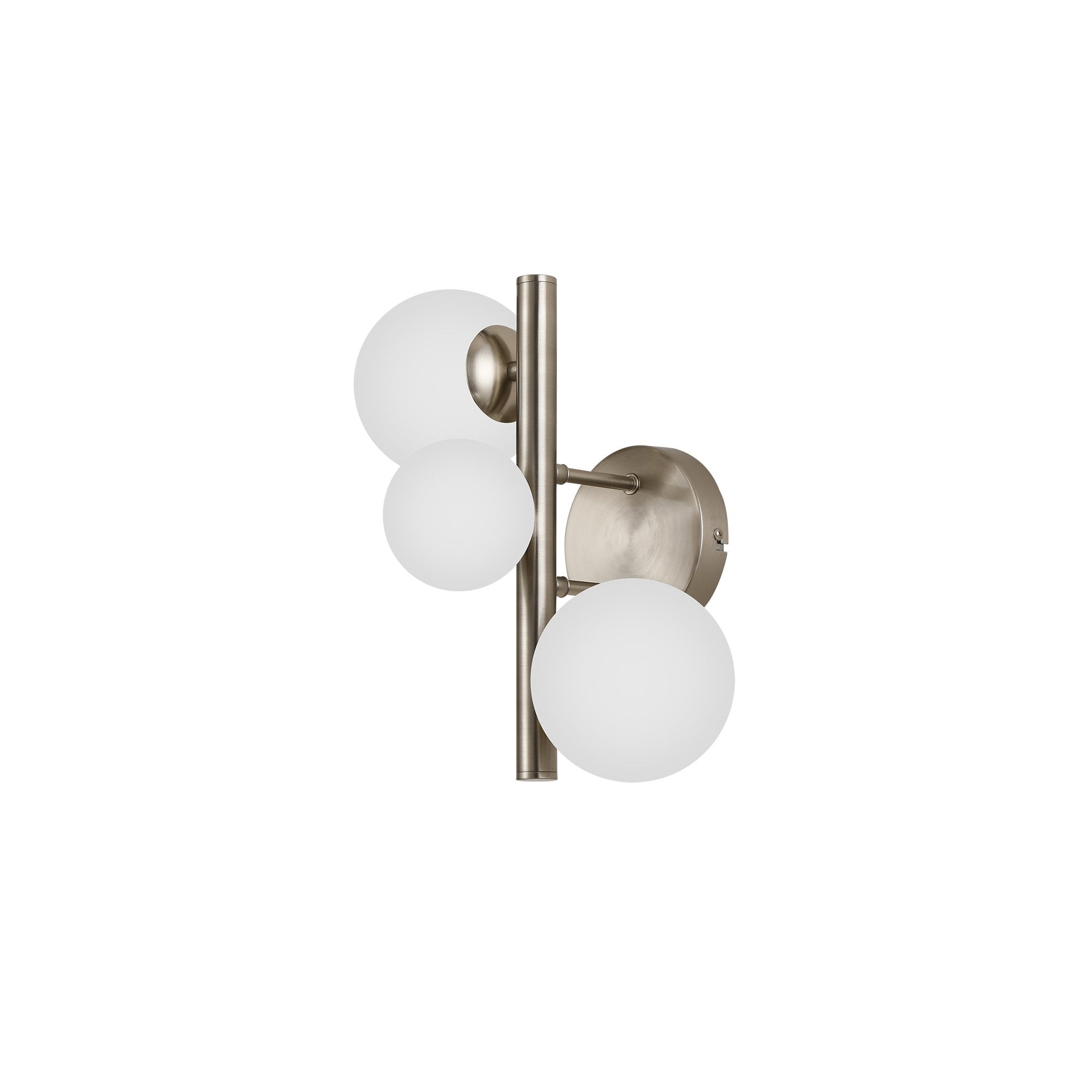 Fabula Deacon 3 Light Wall Lamp - Satin Nickel & Opal Glass