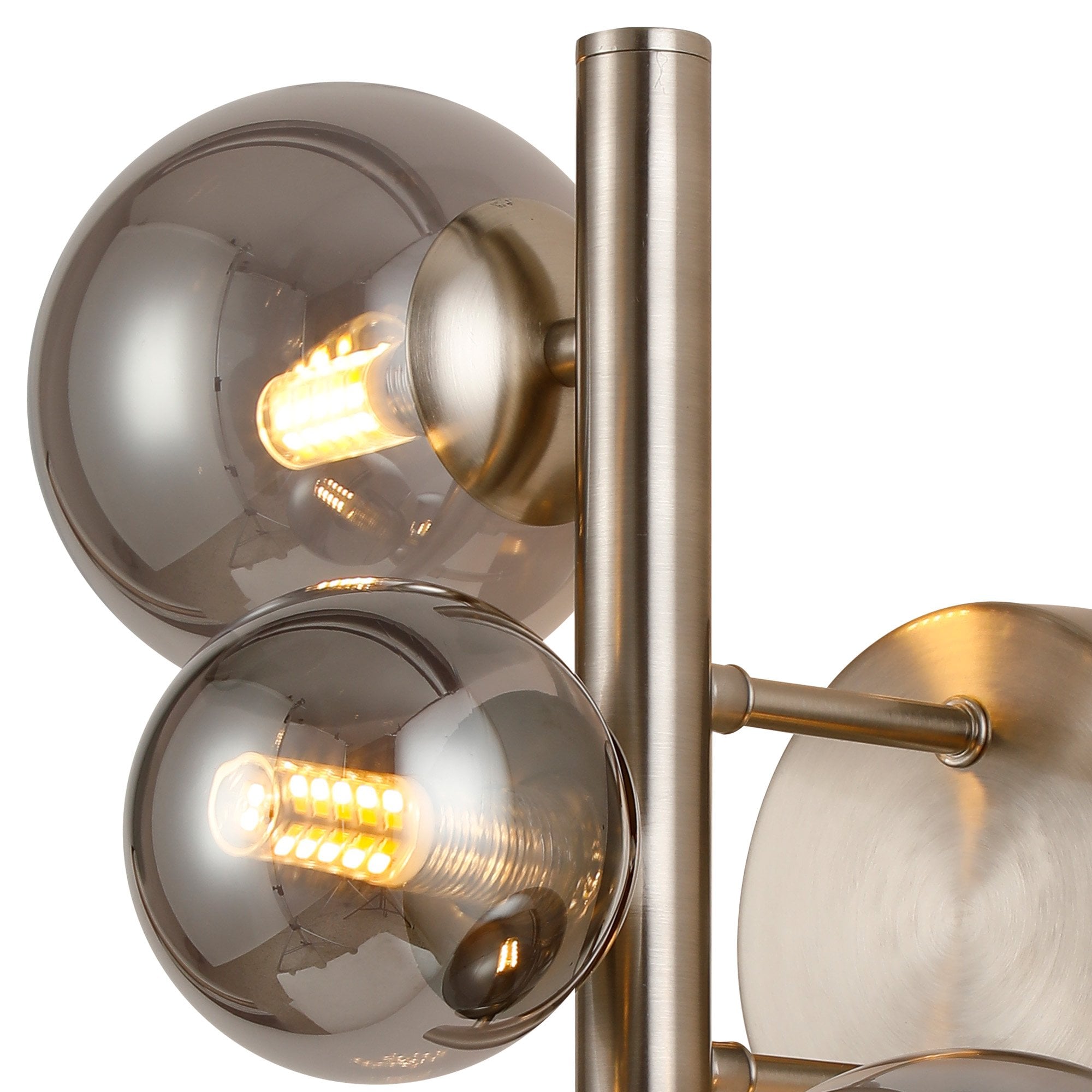 Fabula Deacon 3 Light Wall Lamp - Satin Nickel & Smoke Plated Glass