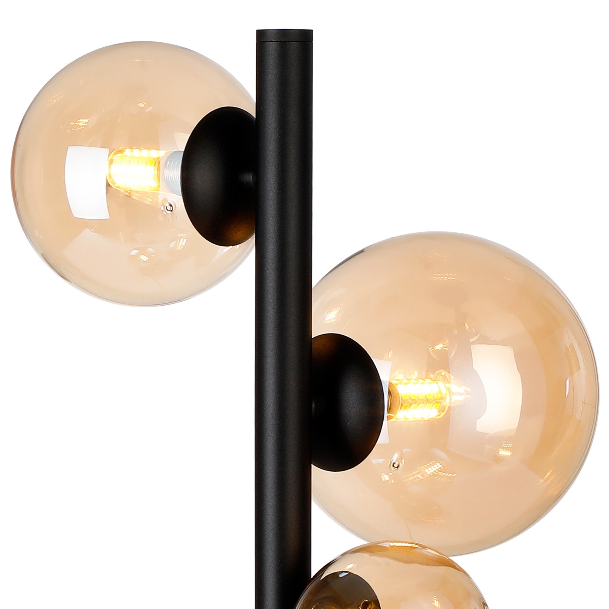 Fabula Deacon 4 Light Table Lamp - Satin Black & Amber Plated Glass