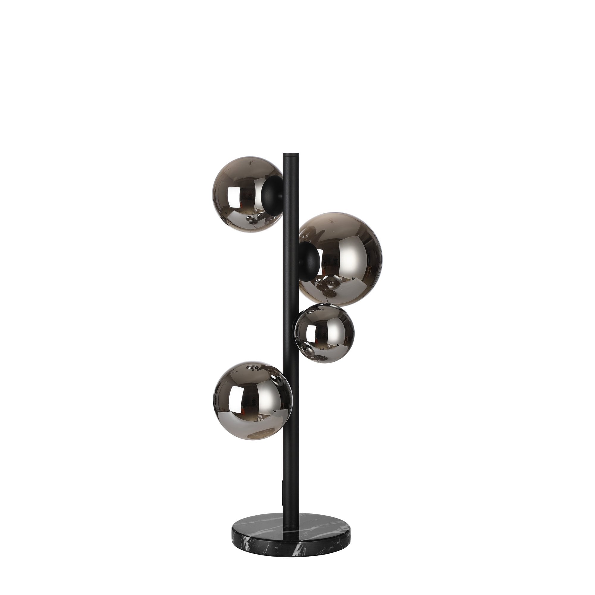 Fabula Deacon 4 Light Table Lamp - Satin Black & Chrome Plated Glass