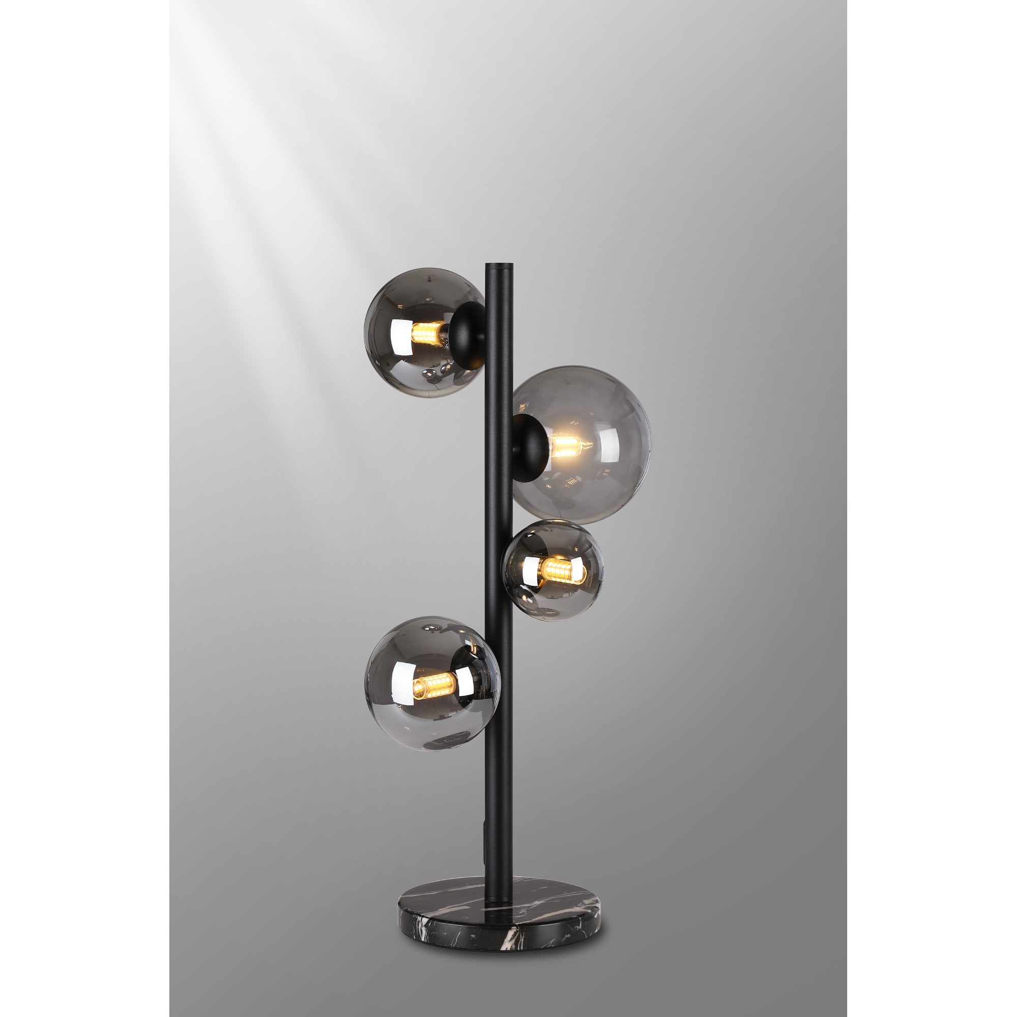 Fabula Deacon 4 Light Table Lamp - Satin Black & Smoke Plated Glass