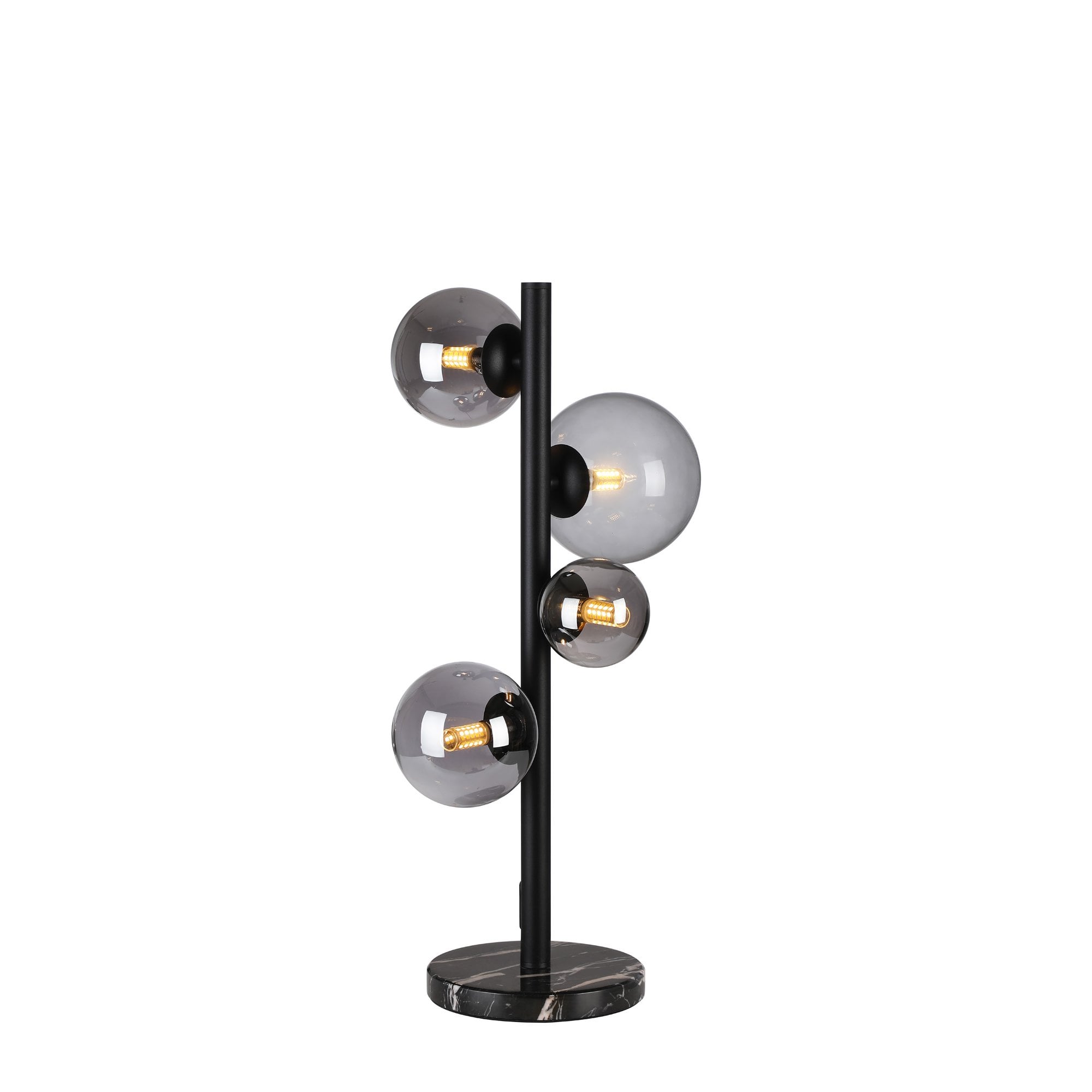 Fabula Deacon 4 Light Table Lamp - Satin Black & Smoke Plated Glass