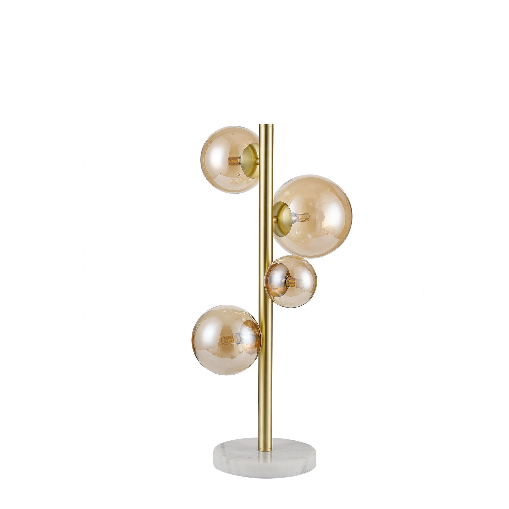 Fabula Deacon 4 Light Table Lamp - Satin Gold & Amber Plated Glass