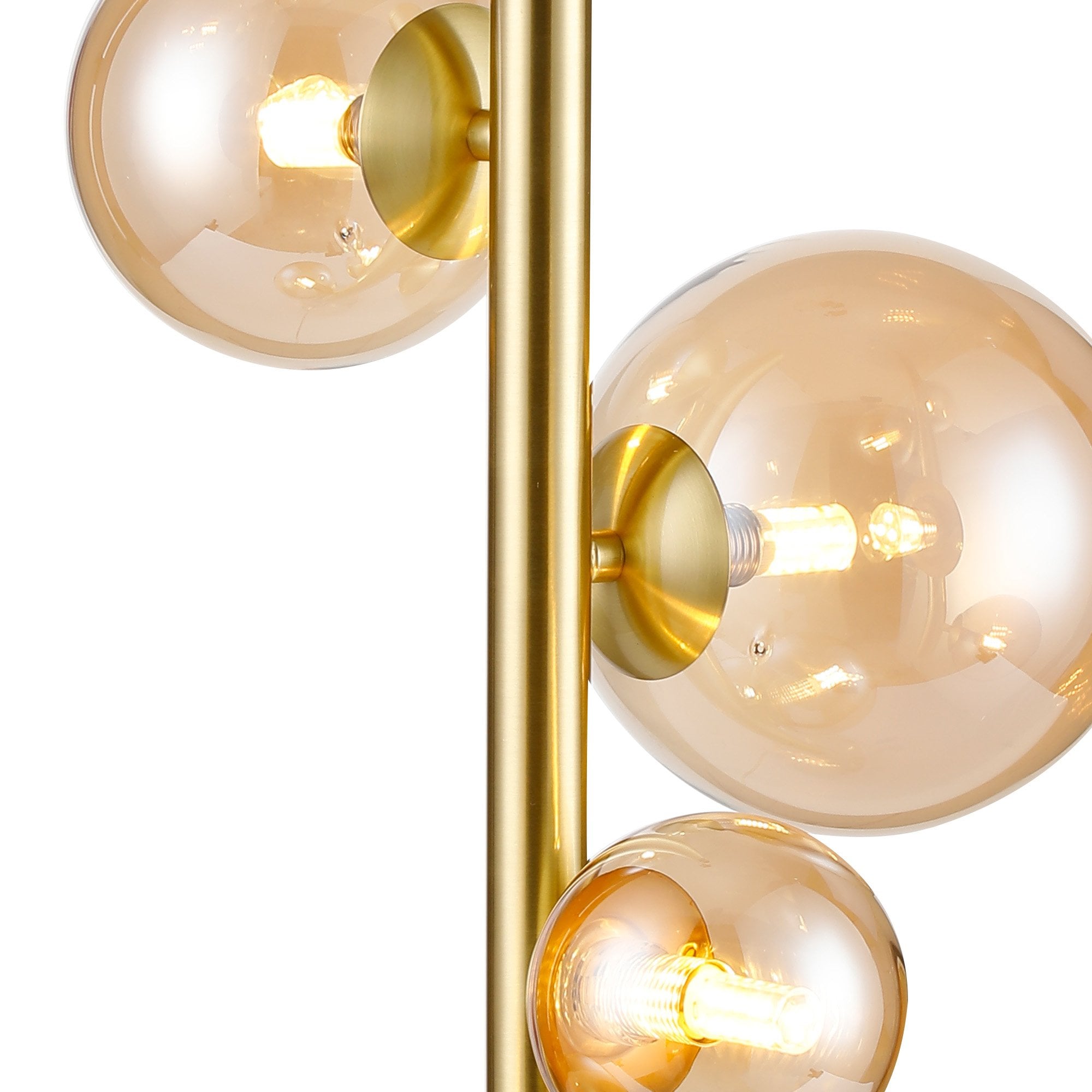Fabula Deacon 4 Light Table Lamp - Satin Gold & Amber Plated Glass