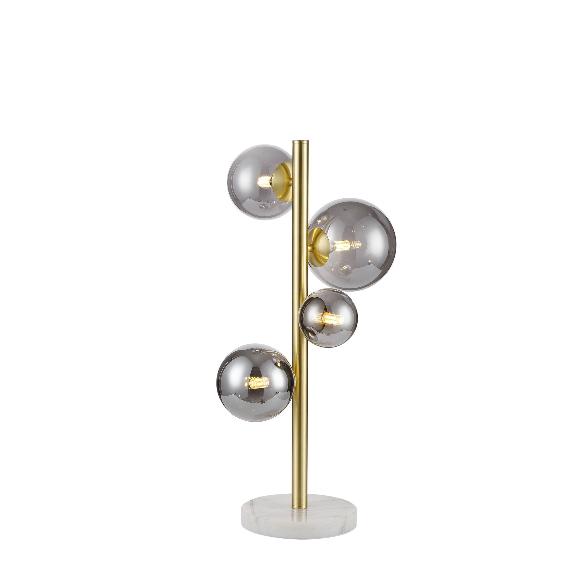 Fabula Deacon 4 Light Table Lamp - Satin Gold & Smoke Plated Glass