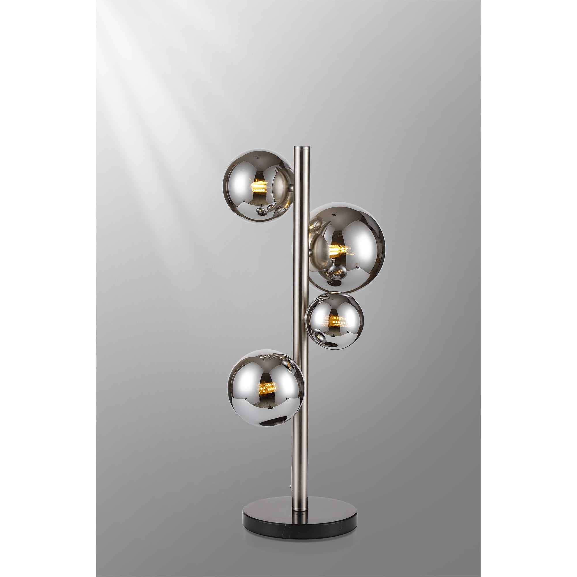 Fabula Deacon 4 Light Table Lamp - Satin Nickel & Chrome Plated Glass