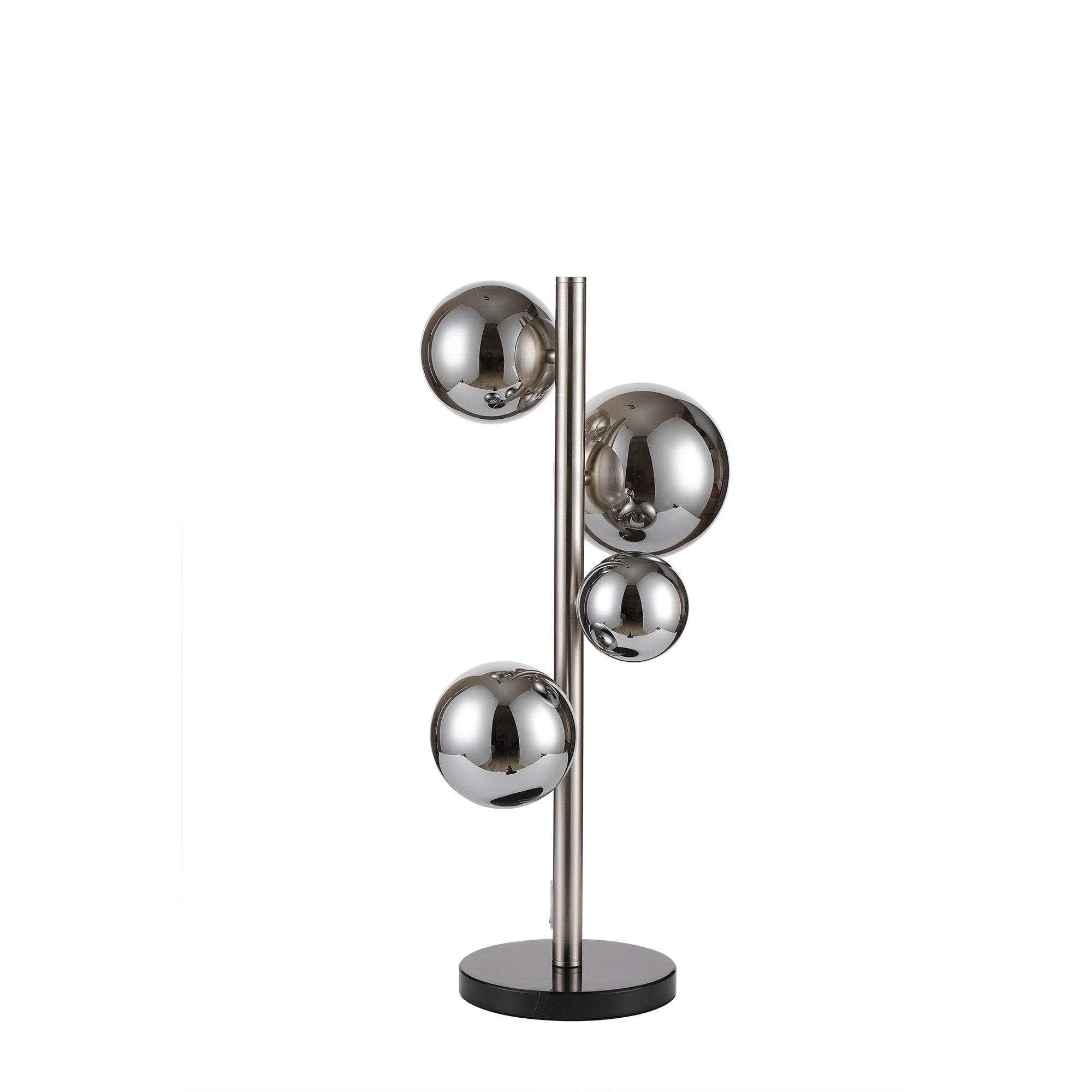 Fabula Deacon 4 Light Table Lamp - Satin Nickel & Chrome Plated Glass