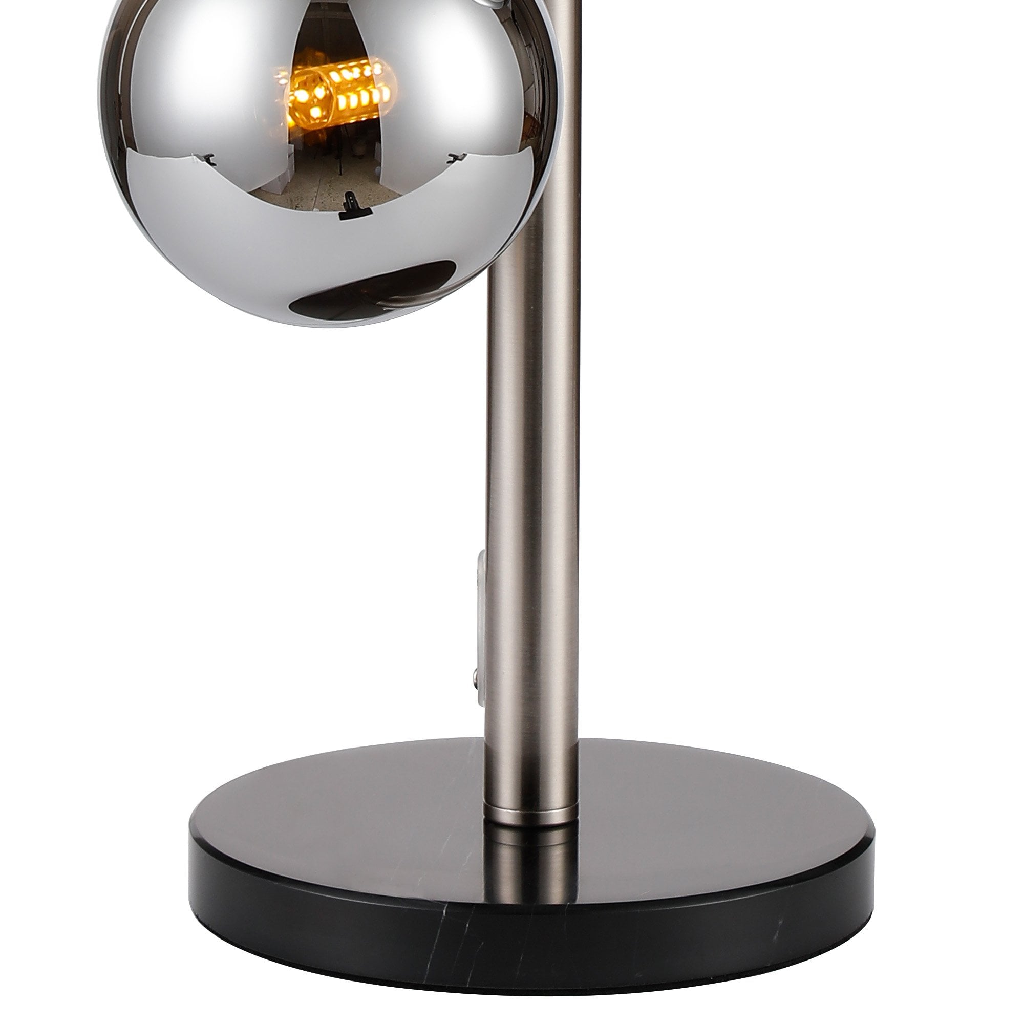 Fabula Deacon 4 Light Table Lamp - Satin Nickel & Chrome Plated Glass