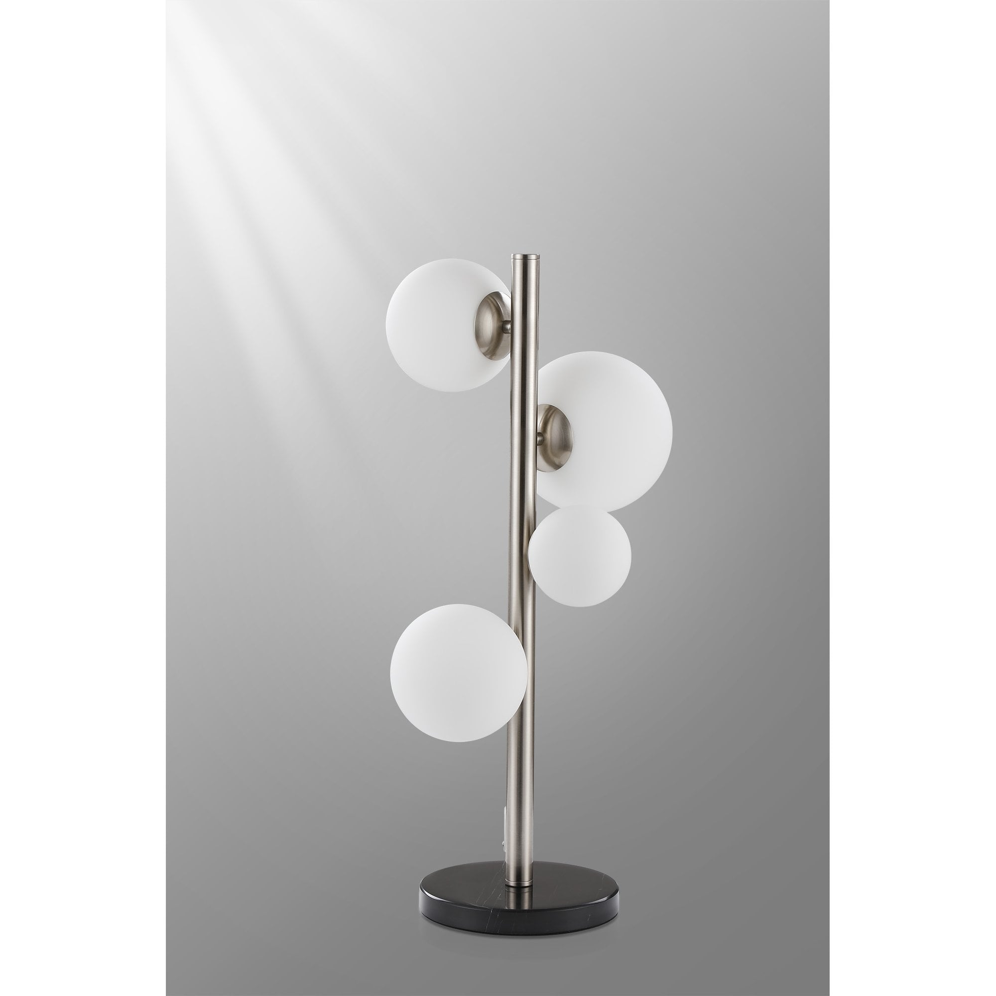 Fabula Deacon 4 Light Table Lamp - Satin Nickel & Opal Glass
