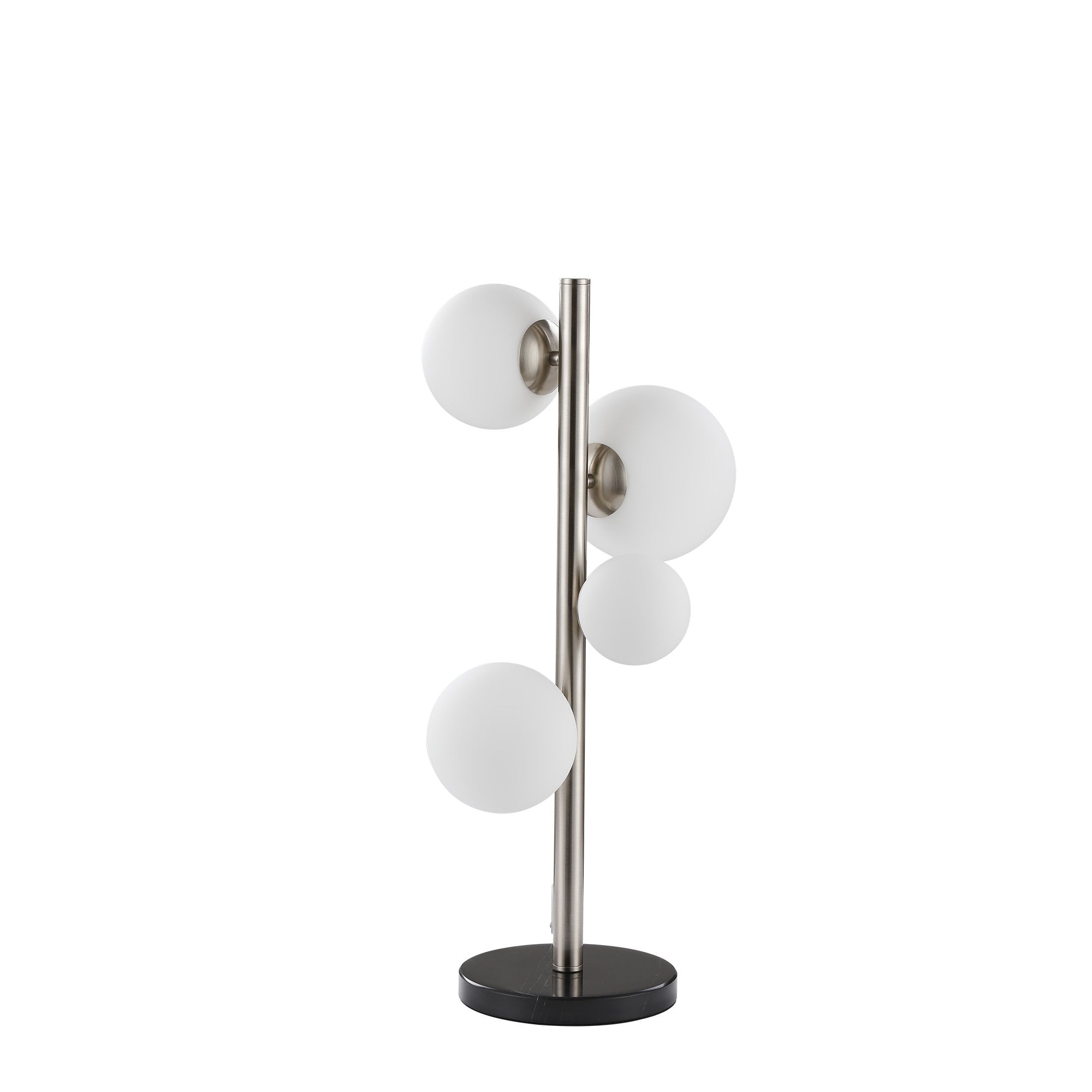Fabula Deacon 4 Light Table Lamp - Satin Nickel & Opal Glass
