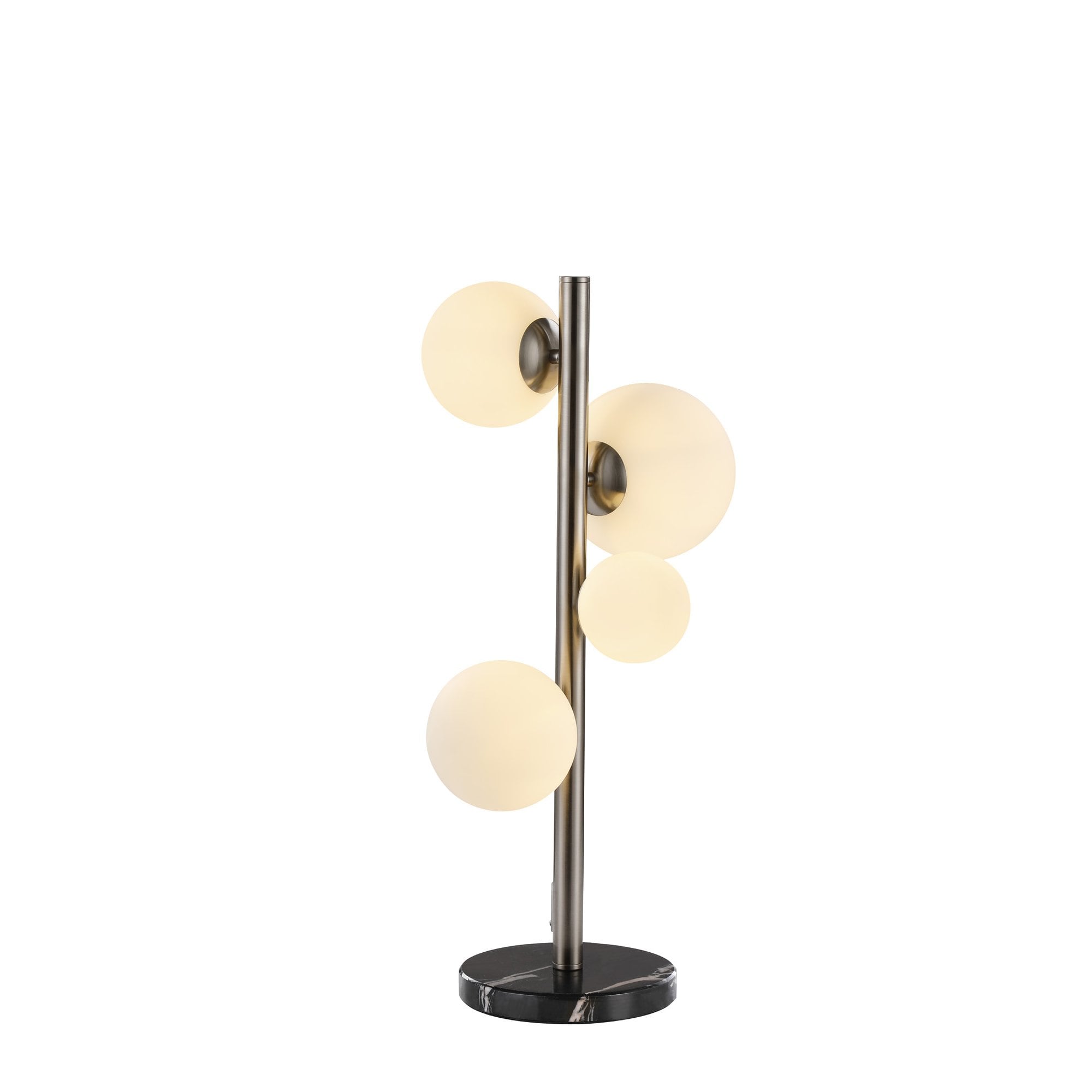 Fabula Deacon 4 Light Table Lamp - Satin Nickel & Opal Glass