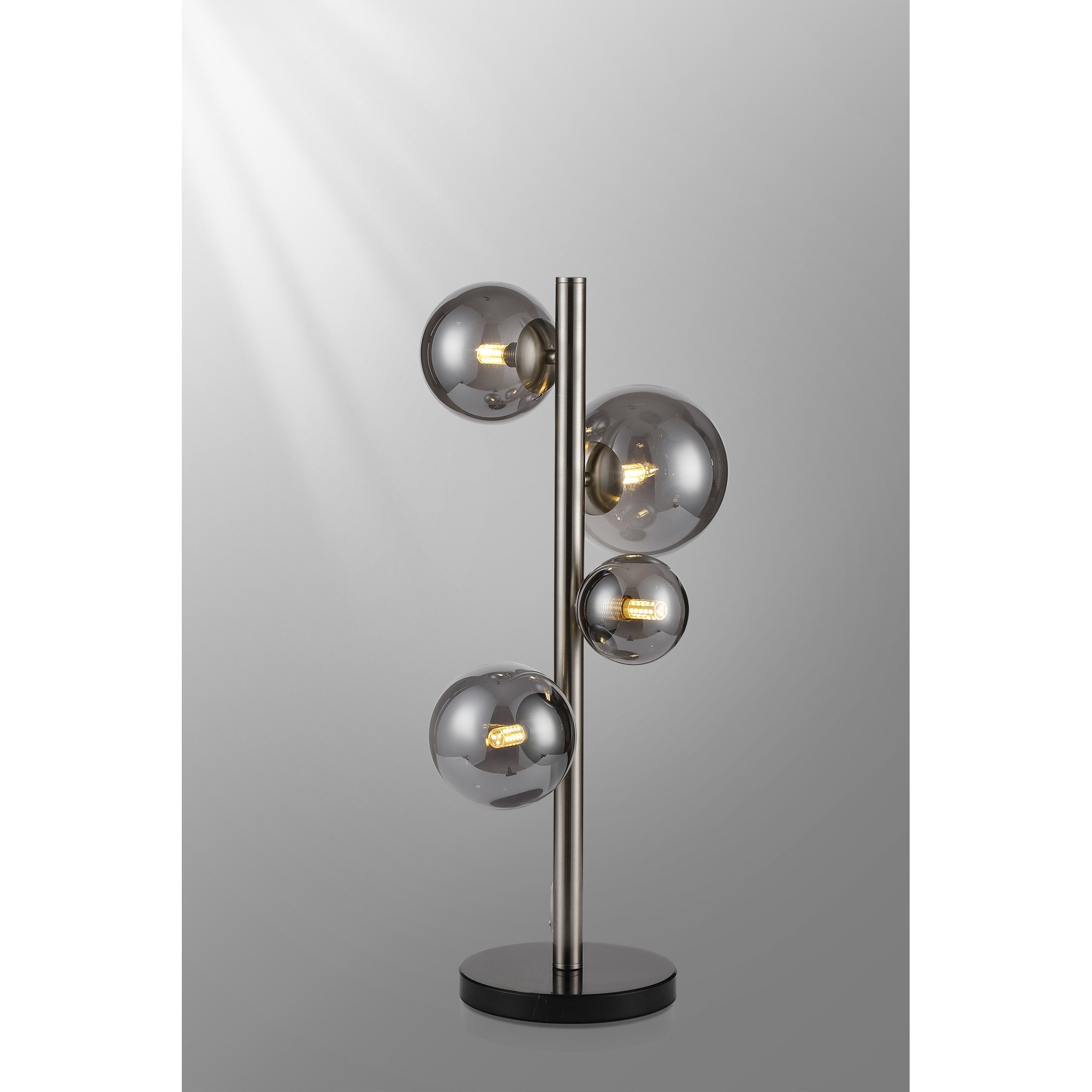 Fabula Deacon 4 Light Table Lamp - Satin Nickel & Smoke Plated Glass