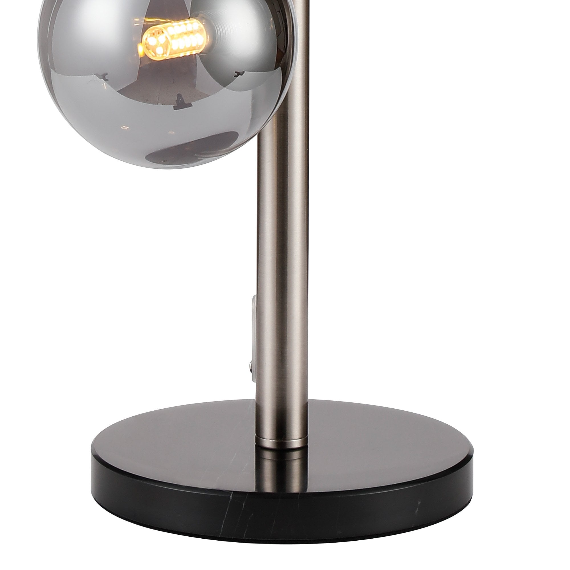 Fabula Deacon 4 Light Table Lamp - Satin Nickel & Smoke Plated Glass