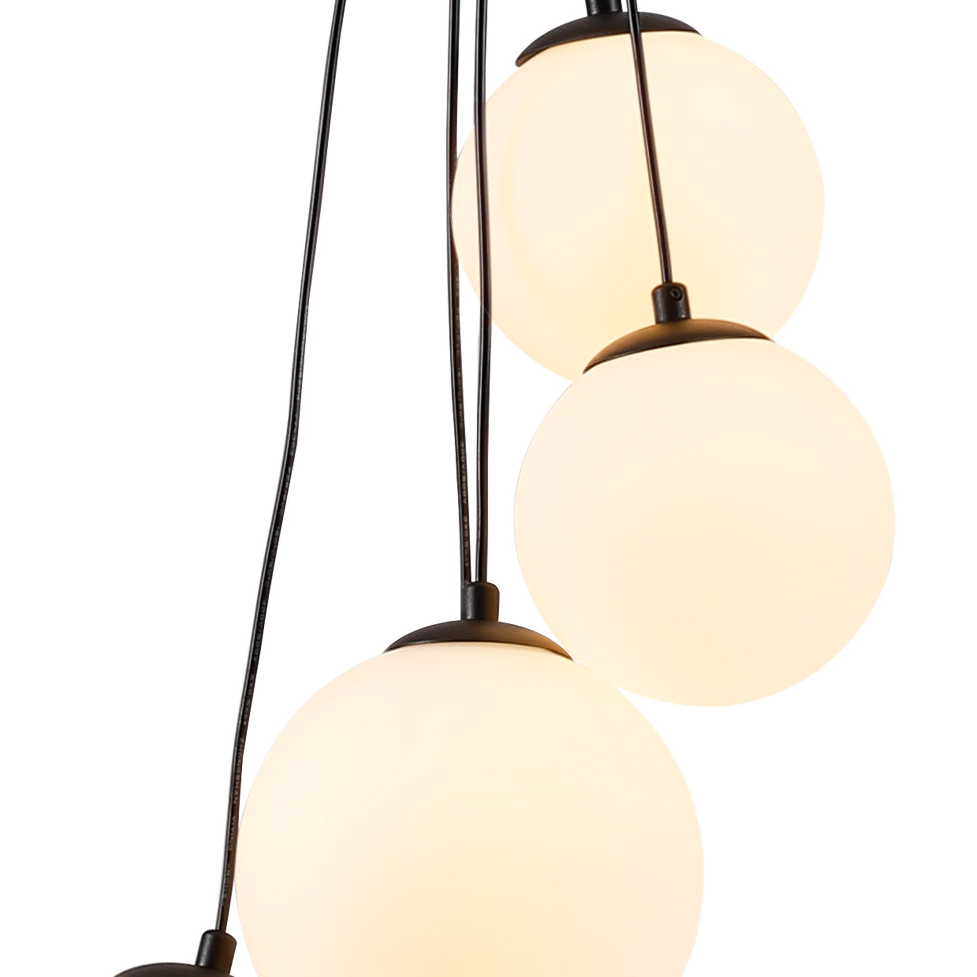 Fabula Deacon 5 Light Pendant - Satin Black & Opal Glass