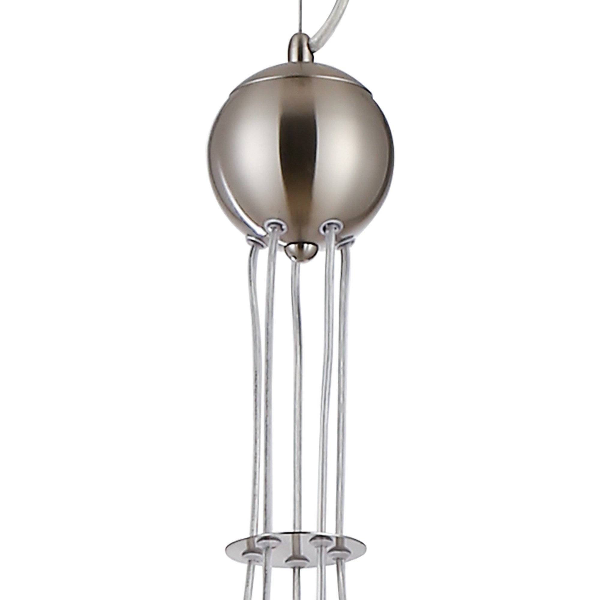 Fabula Deacon 5 Light Pendant - Satin Nickel & Chrome Plated Glass