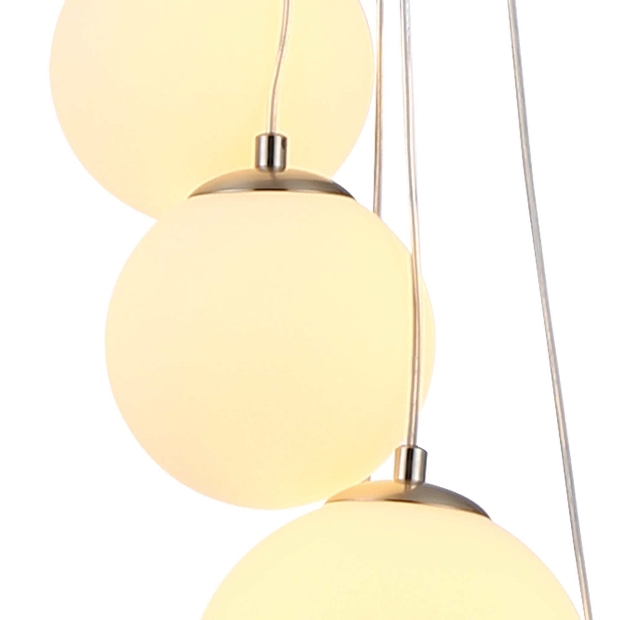 Fabula Deacon 5 Light Pendant - Satin Nickel & Opal Glass