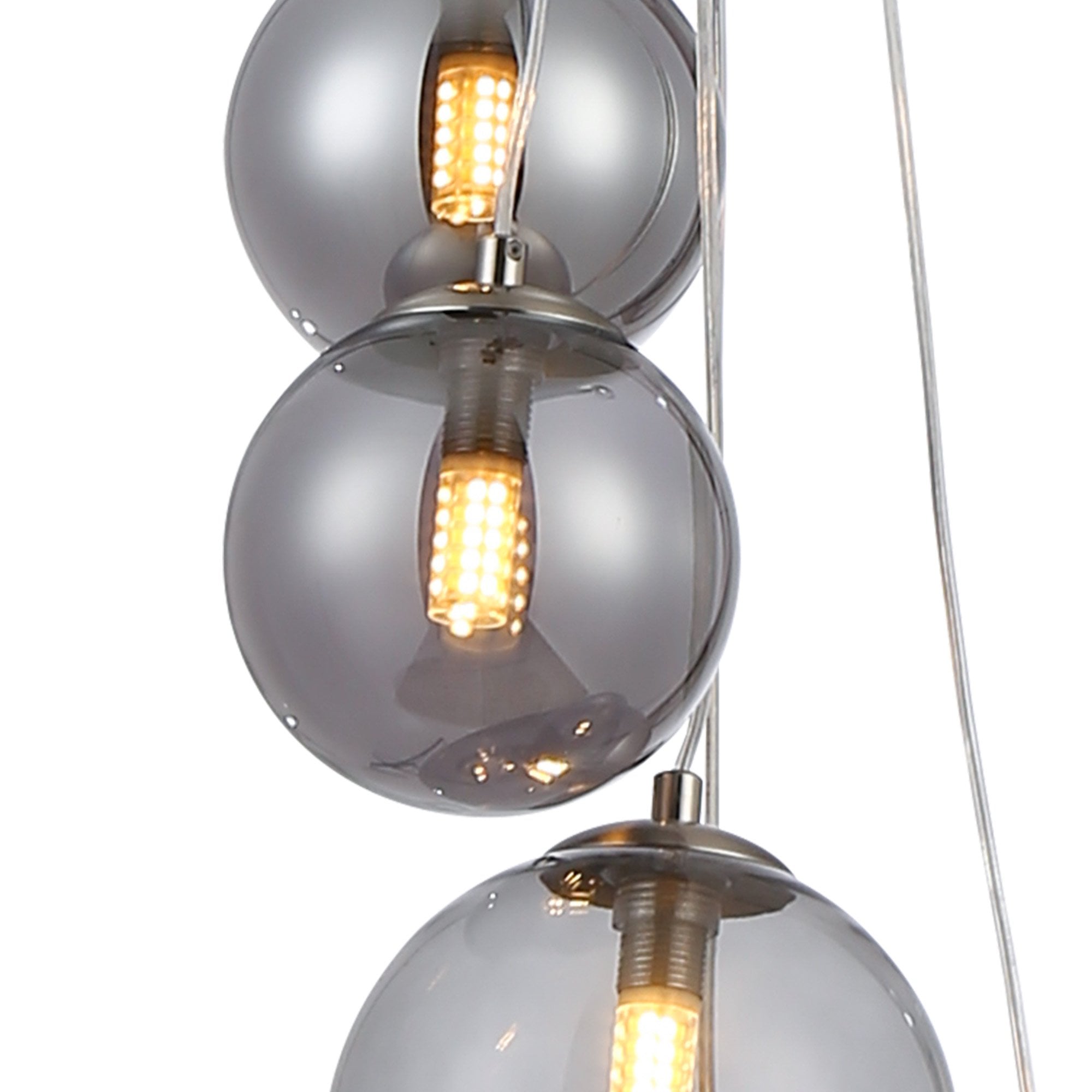 Fabula Deacon 5 Light Pendant - Satin Nickel & Smoke Plated Glass