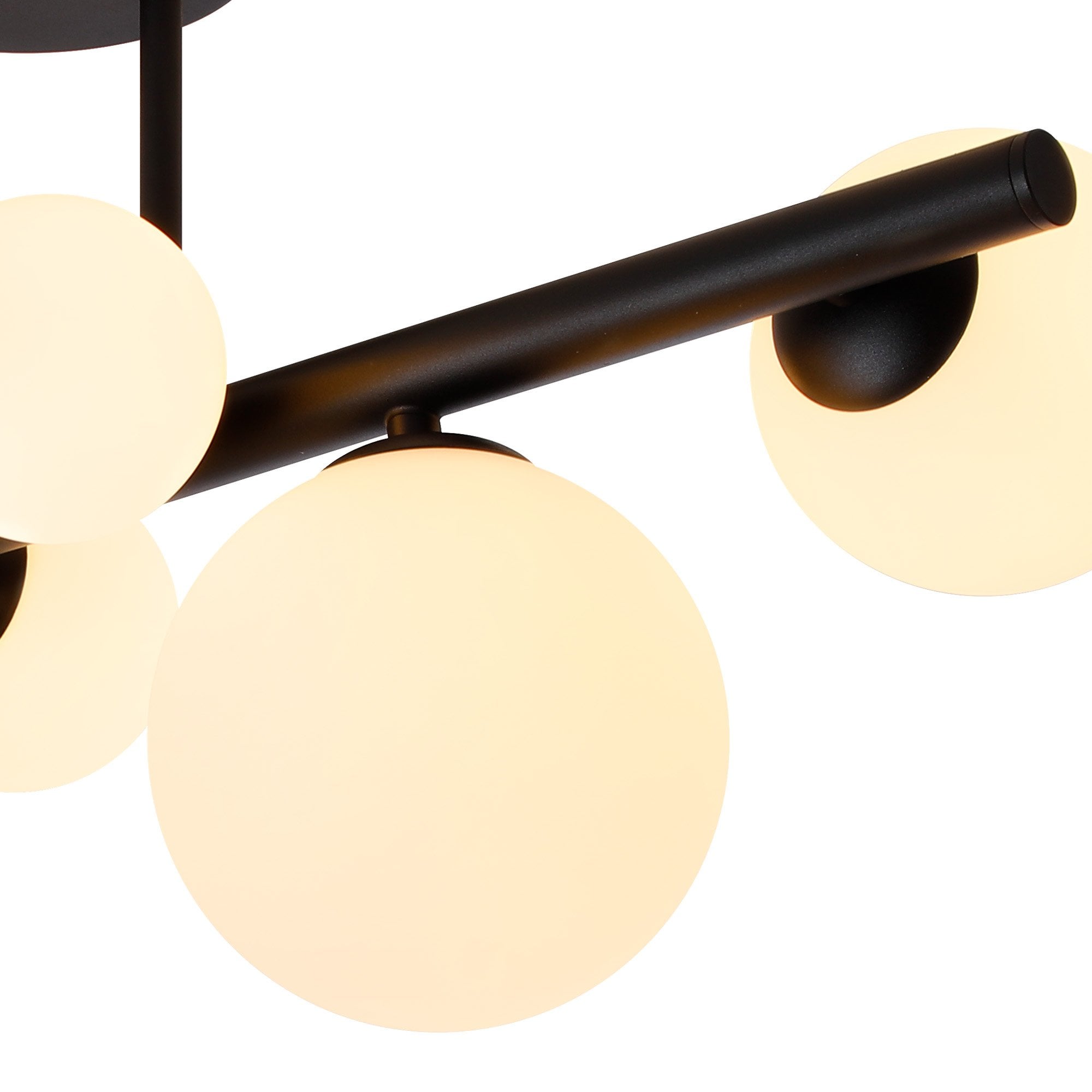 Fabula Deacon 6 Light Semi-Flush Light - Satin Black & Opal Glass