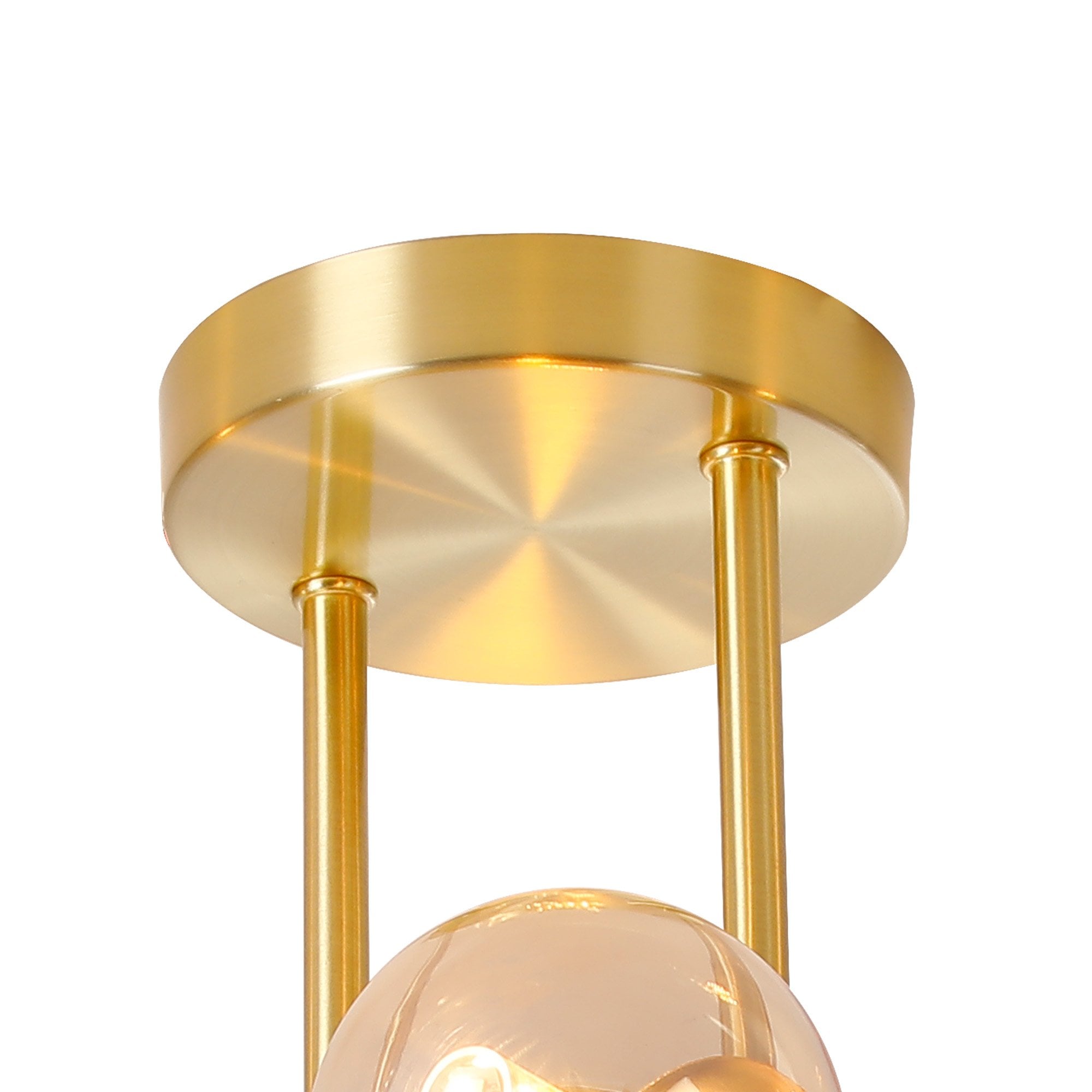 Fabula Deacon 6 Light Semi-Flush Light - Satin Gold & Amber Plated Glass