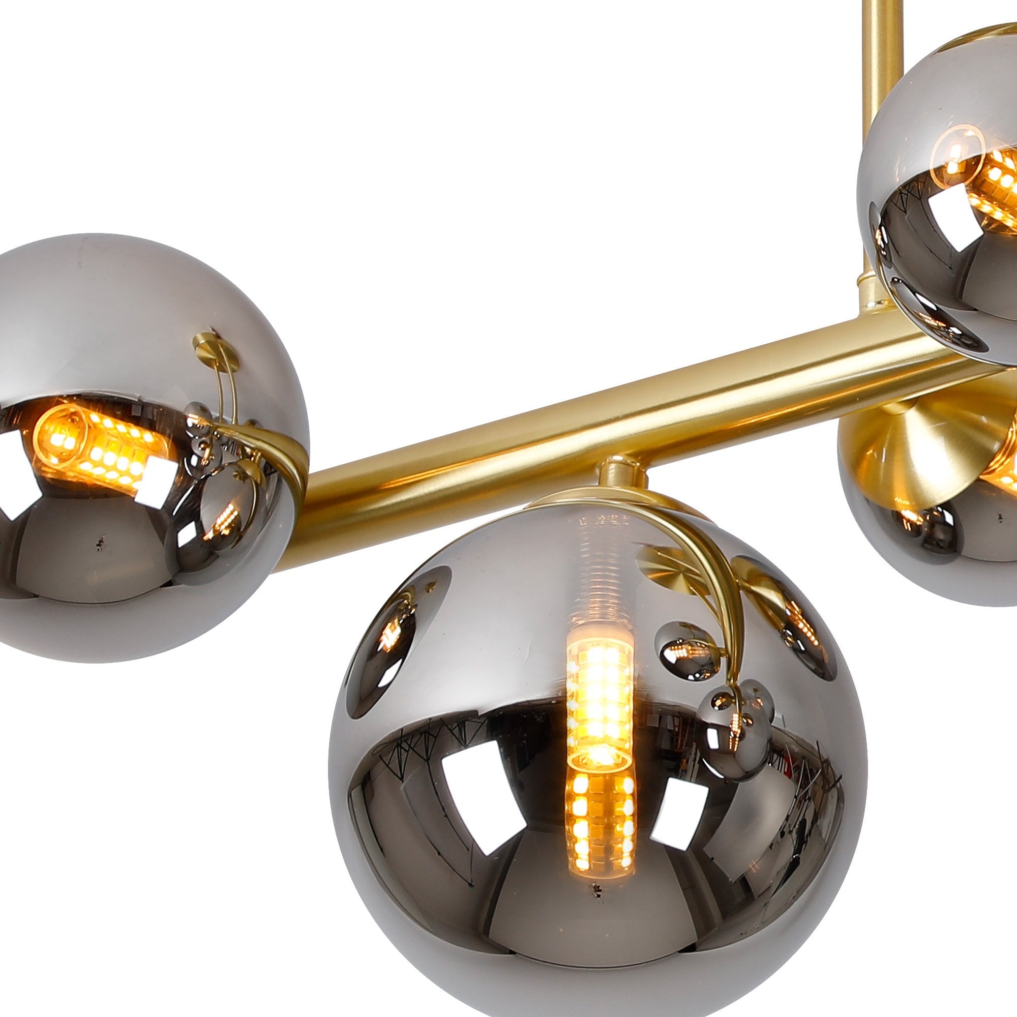 Fabula Deacon 6 Light Semi-Flush Light - Satin Gold & Chrome Plated Glass
