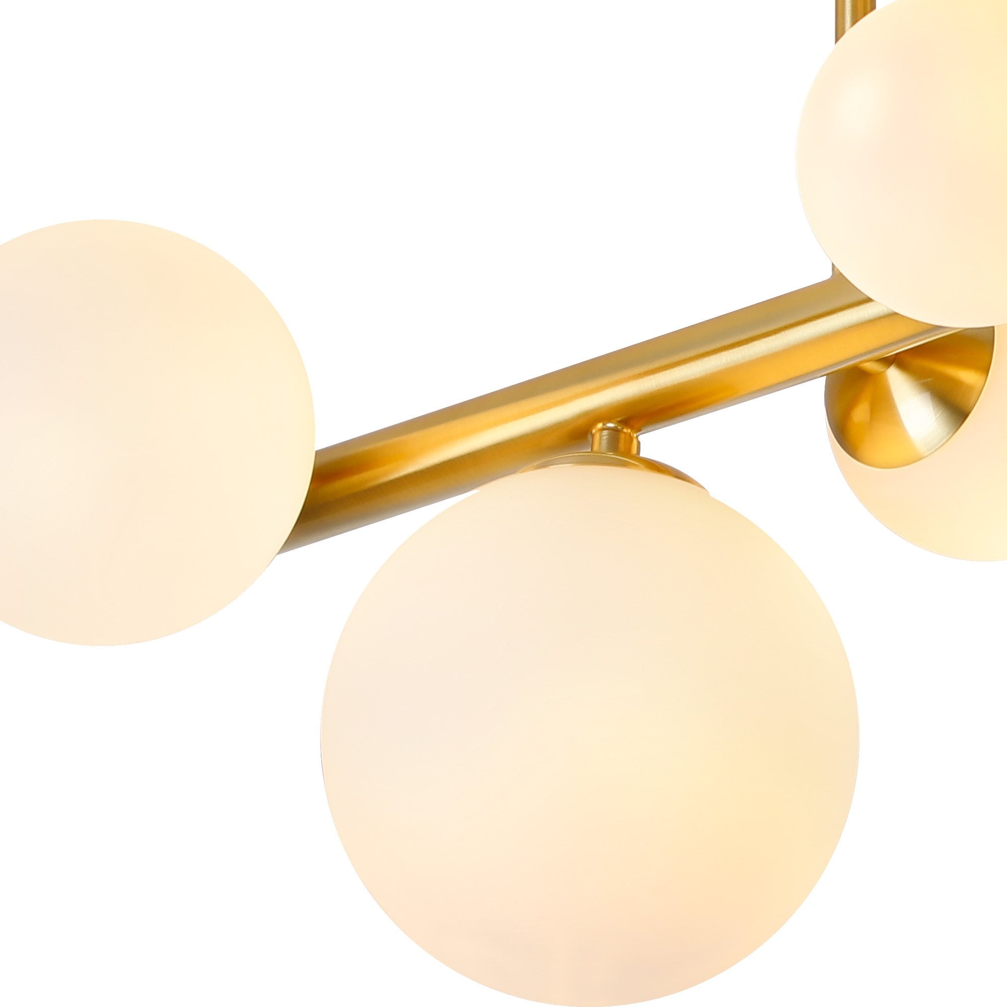 Fabula Deacon 6 Light Semi-Flush Light - Satin Gold & Opal Glass