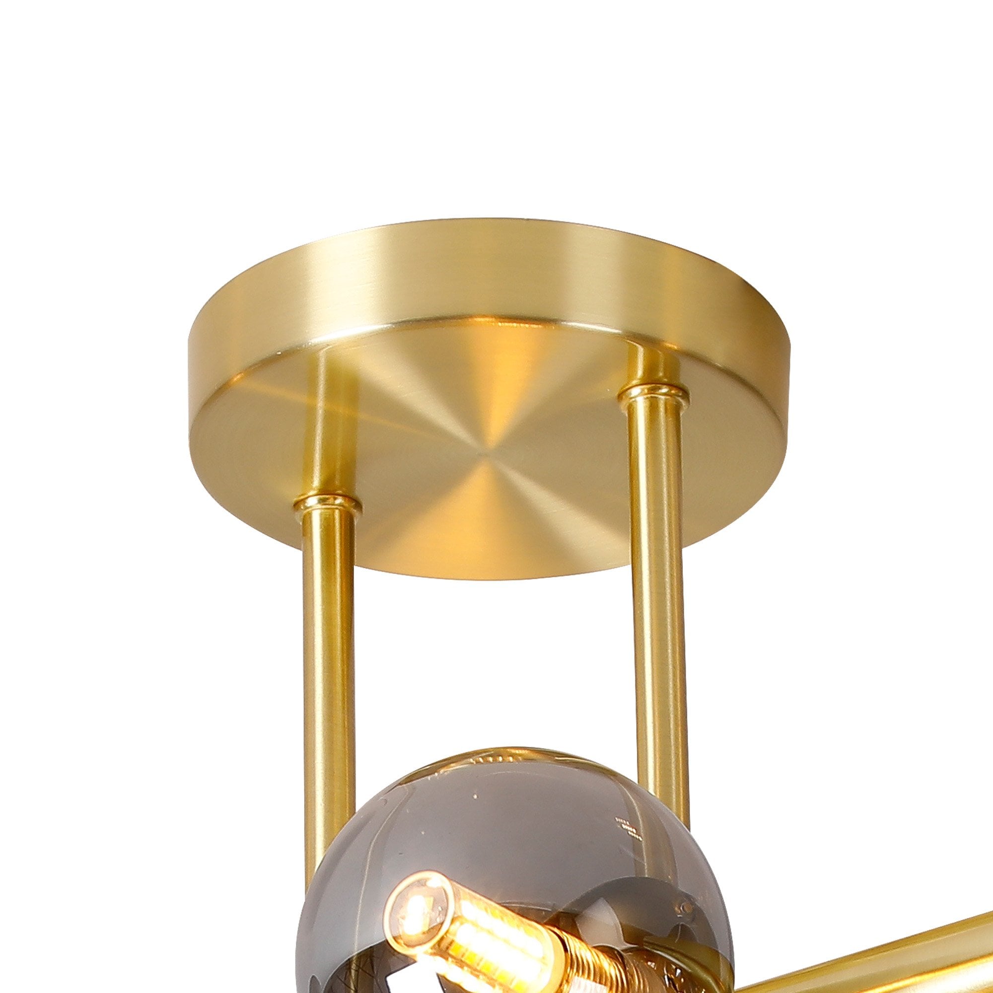 Fabula Deacon 6 Light Semi-Flush Light - Satin Gold & Smoke Plated Glass