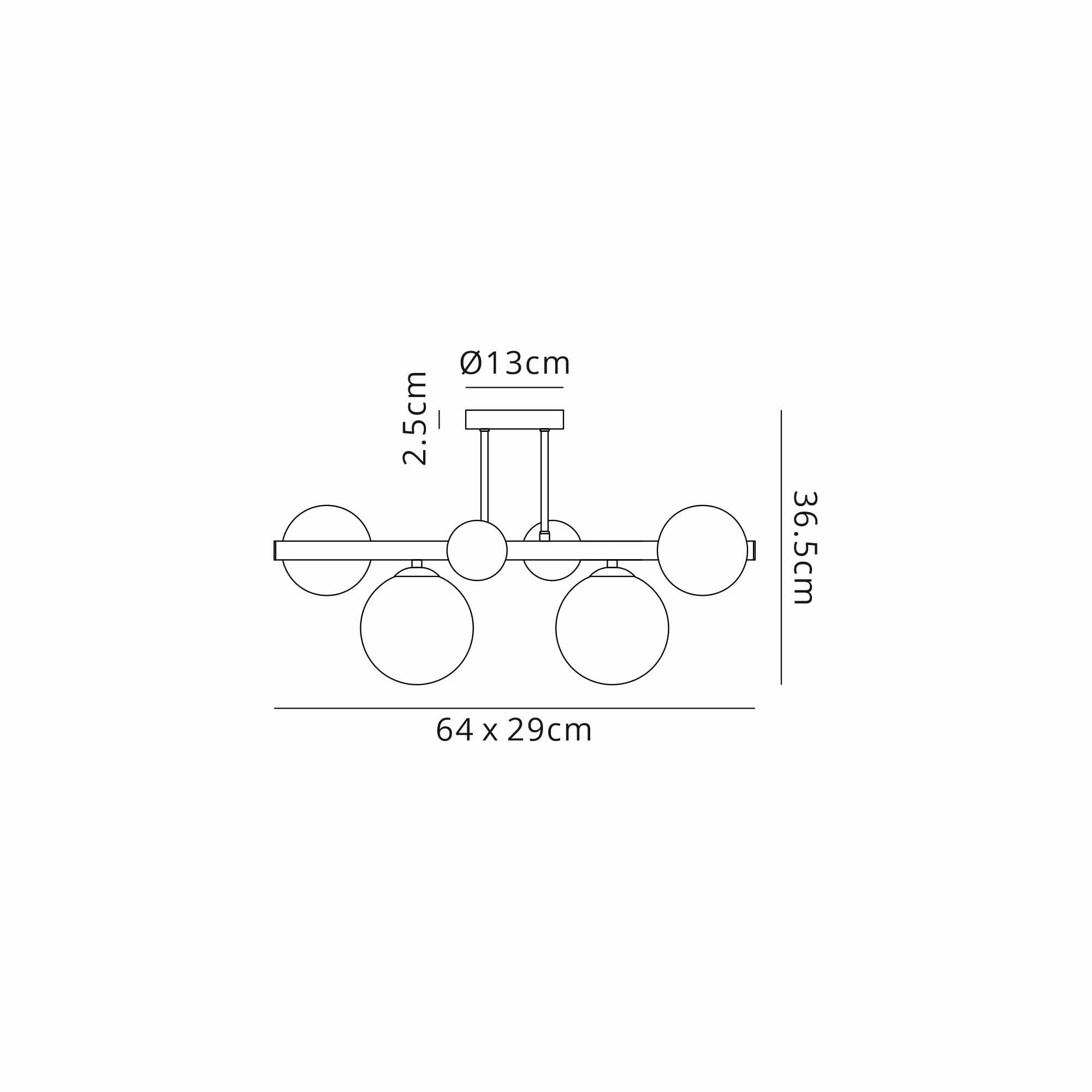 Fabula Deacon 6 Light Semi-Flush Light - Satin Gold & Smoke Plated Glass