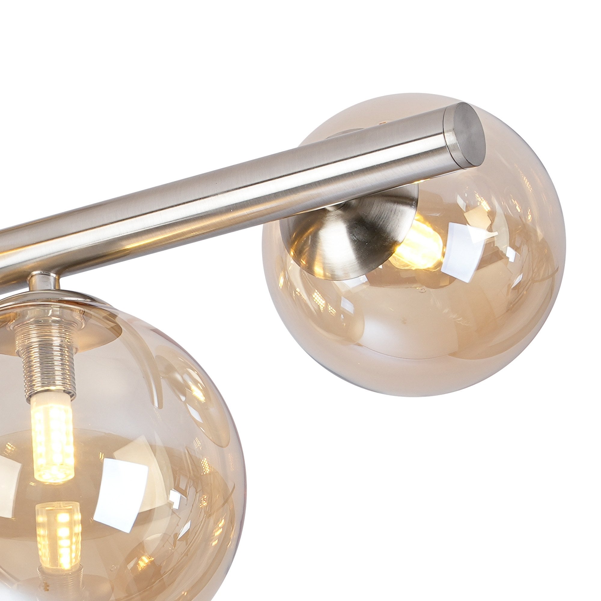 Fabula Deacon 6 Light Semi-Flush Light - Satin Nickel & Amber Plated Glass