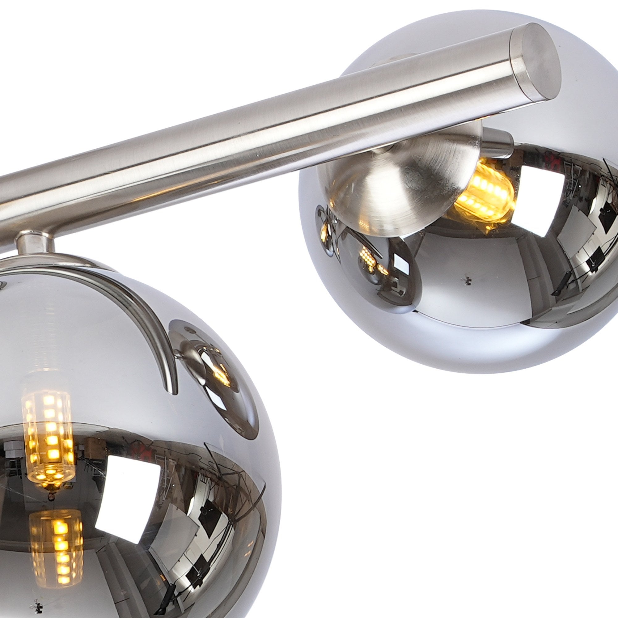 Fabula Deacon 6 Light Semi-Flush Light - Satin Nickel & Chrome Plated Glass
