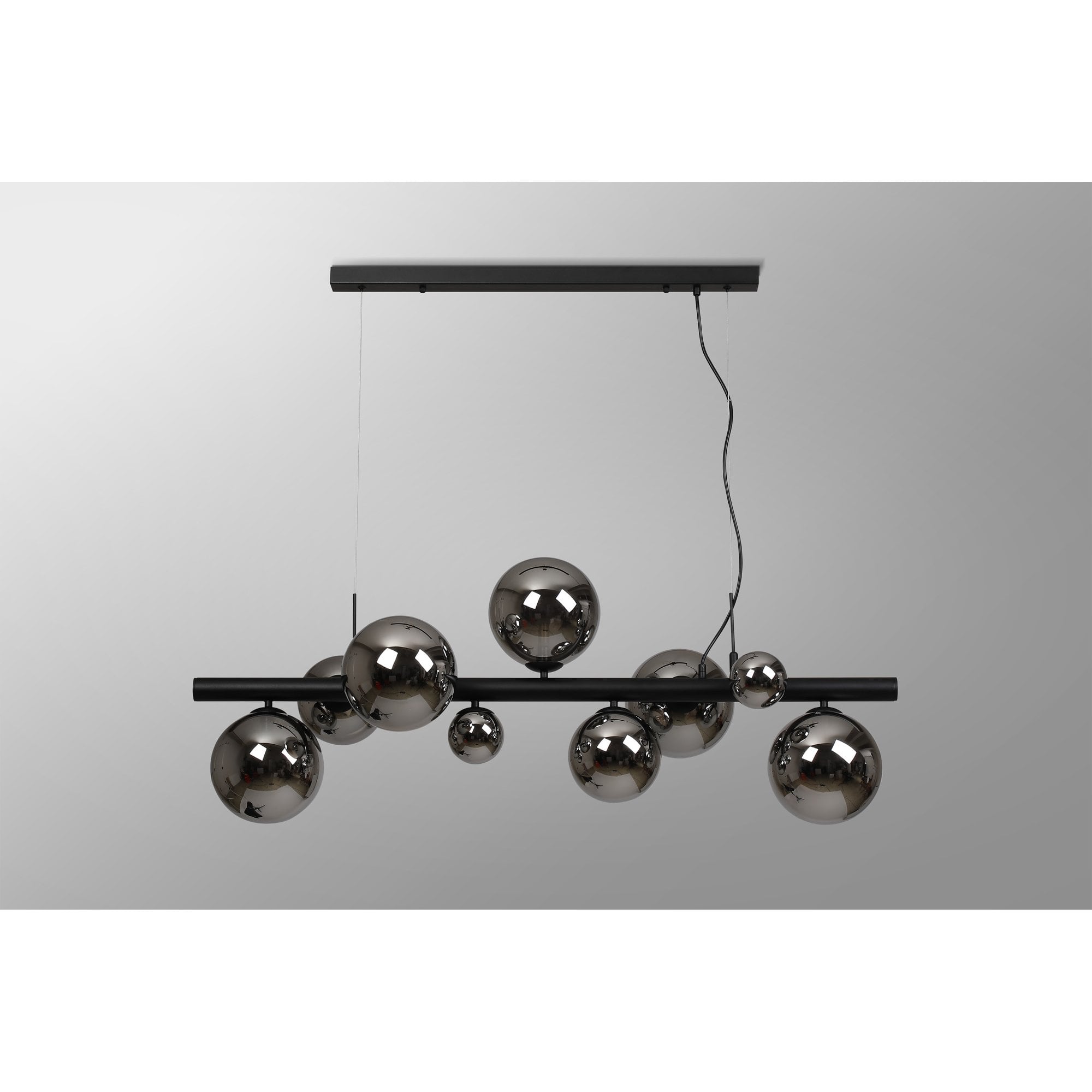 Fabula Deacon 9 Light Linear Pendant - Satin Black & Chrome Plated Glass