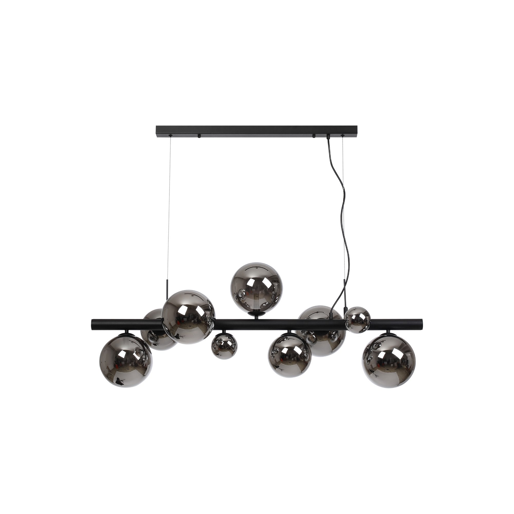 Fabula Deacon 9 Light Linear Pendant - Satin Black & Chrome Plated Glass