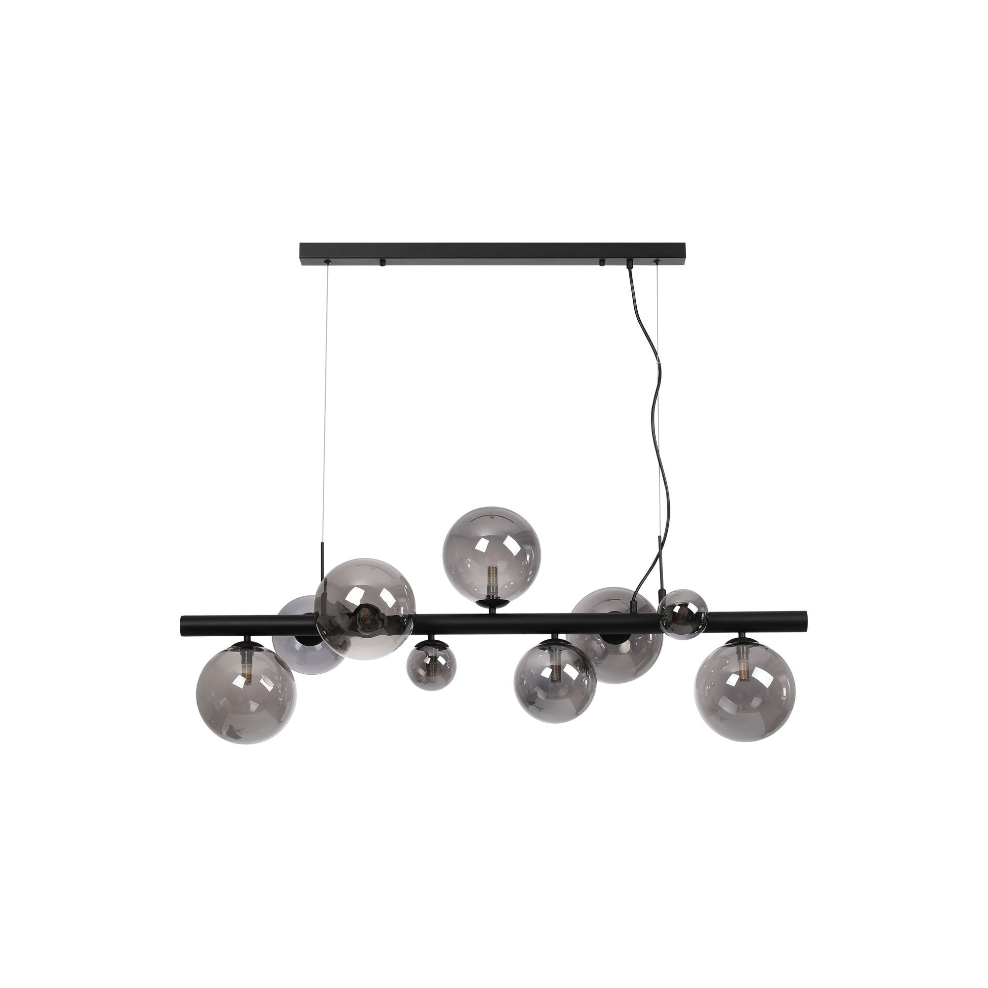 Fabula Deacon 9 Light Linear Pendant - Satin Black & Smoke Plated Glass