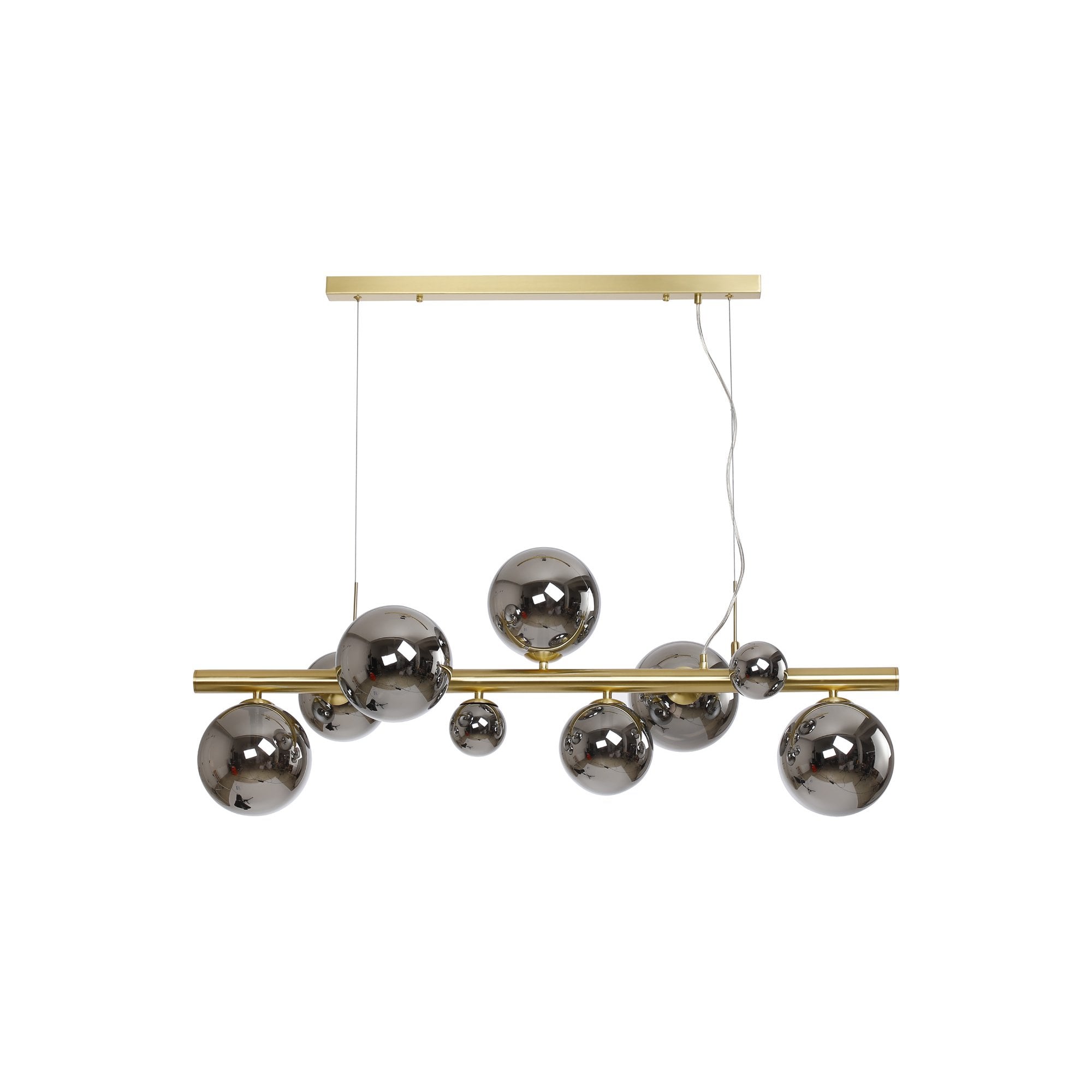 Fabula Deacon 9 Light Linear Pendant - Satin Gold & Chrome Plated Glass