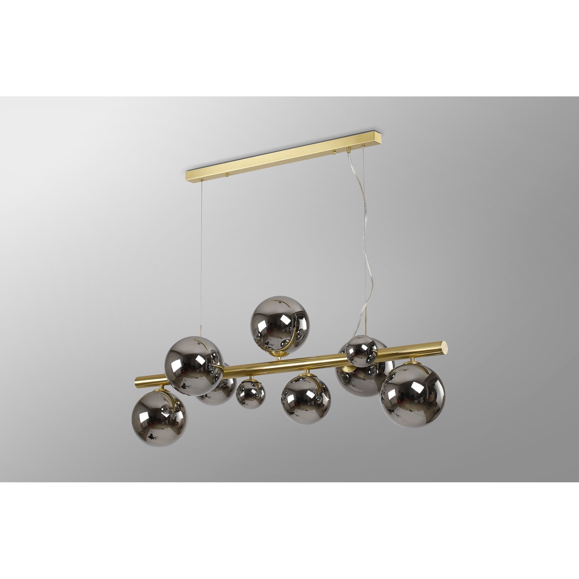 Fabula Deacon 9 Light Linear Pendant - Satin Gold & Chrome Plated Glass